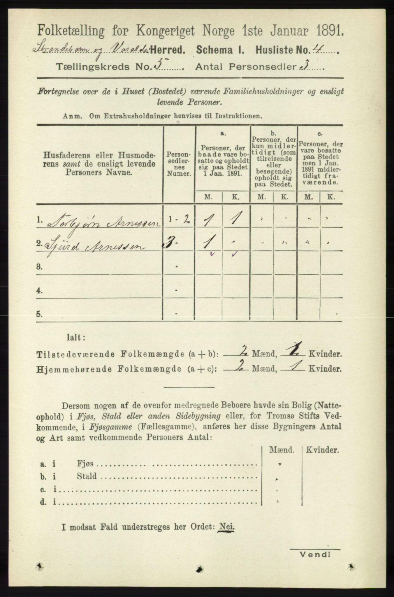 RA, 1891 census for 1226 Strandebarm og Varaldsøy, 1891, p. 1795