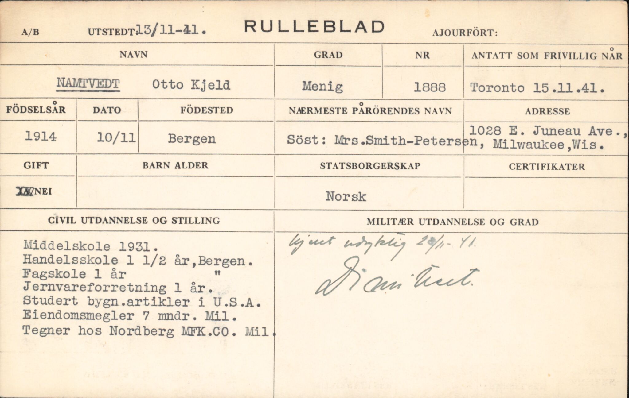 Forsvaret, Forsvarets overkommando/Luftforsvarsstaben, RA/RAFA-4079/P/Pa/L0037: Personellpapirer, 1914, p. 356