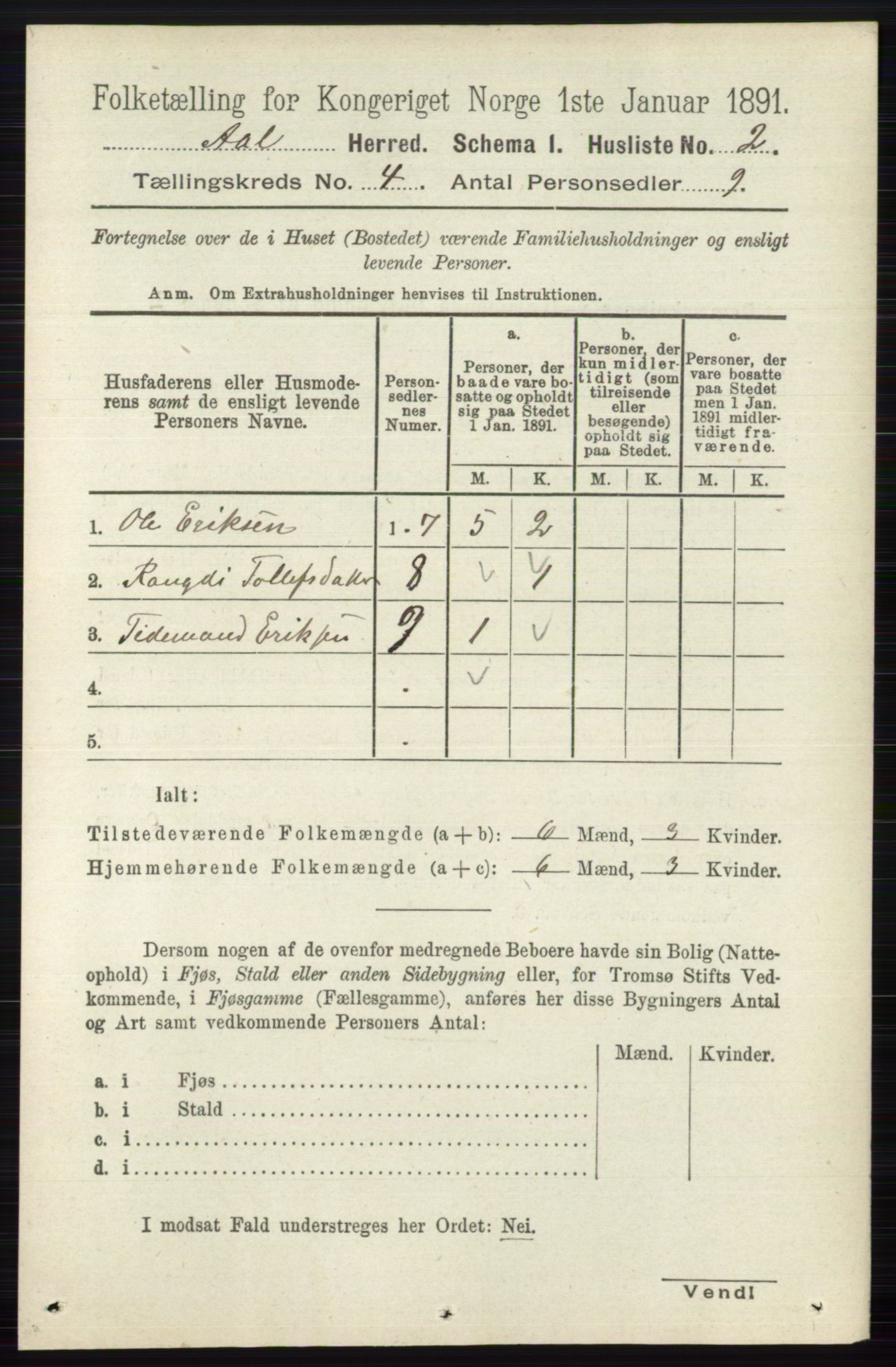 RA, 1891 census for 0619 Ål, 1891, p. 982