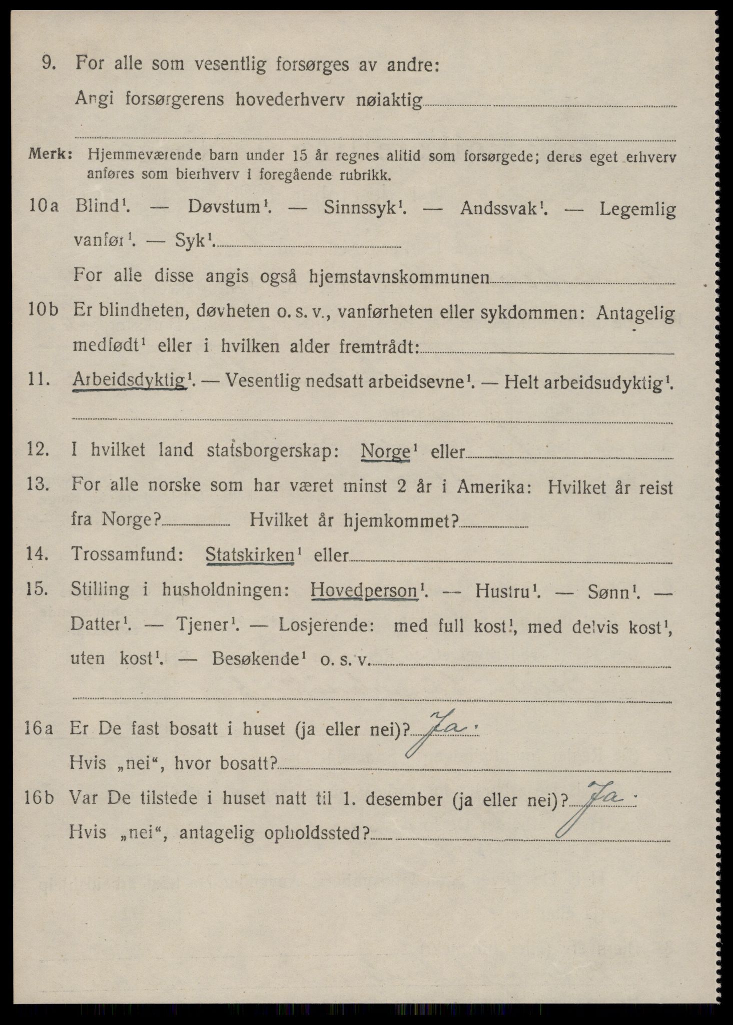 SAT, 1920 census for Stranda, 1920, p. 1594