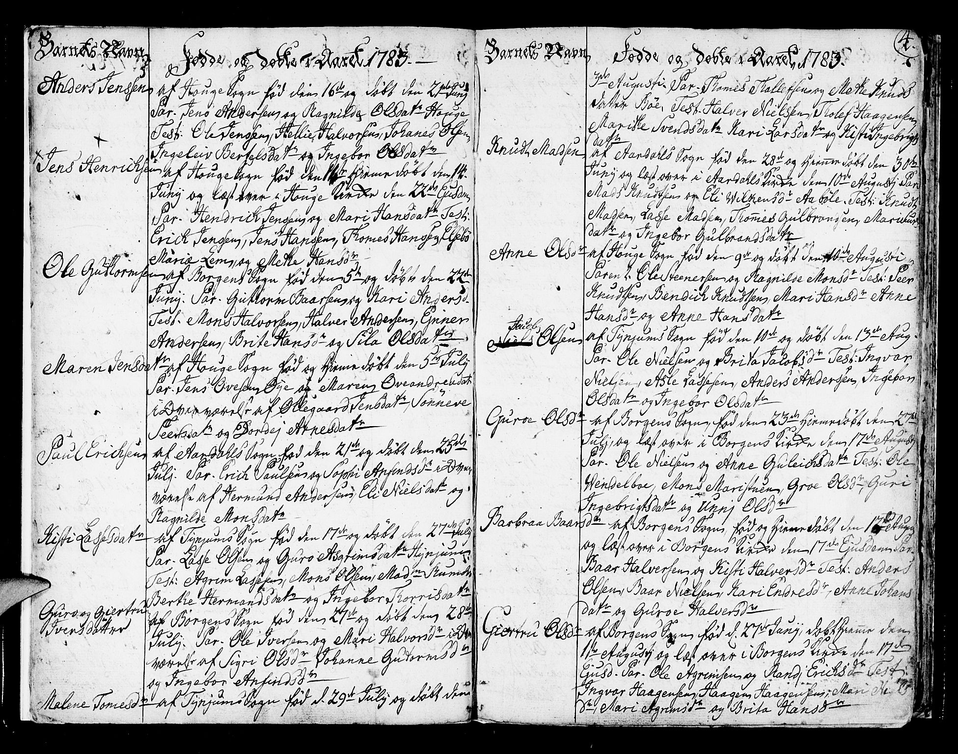 Lærdal sokneprestembete, AV/SAB-A-81201: Parish register (official) no. A 3, 1783-1804, p. 4