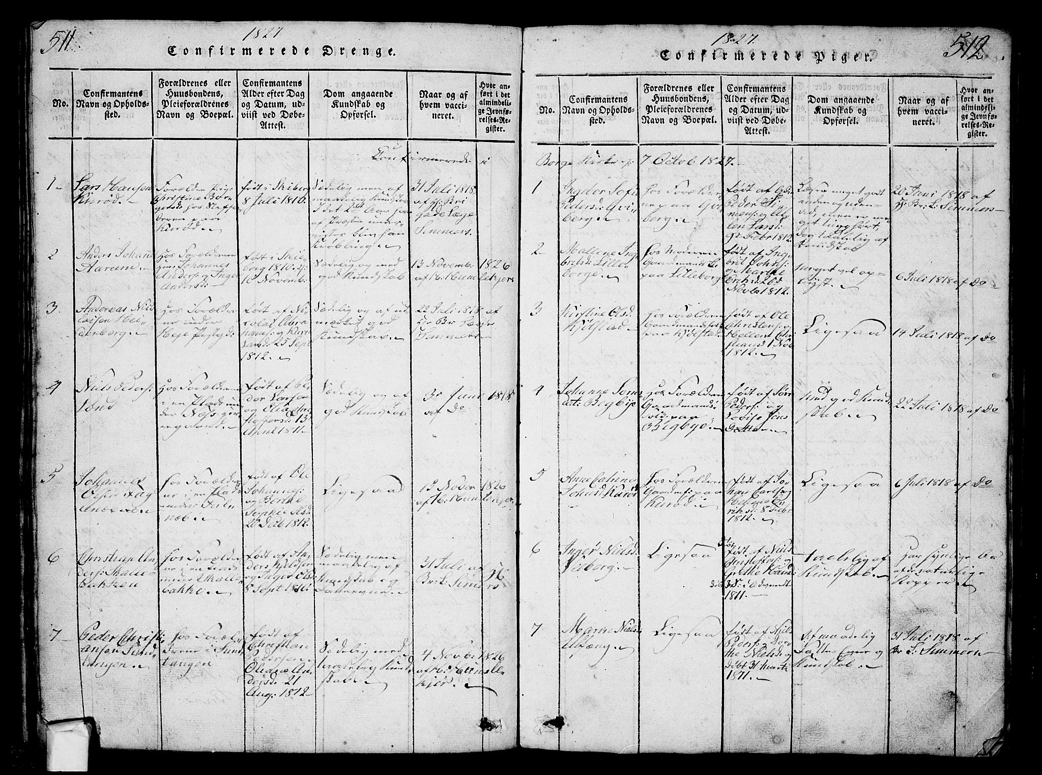 Borge prestekontor Kirkebøker, AV/SAO-A-10903/G/Ga/L0001: Parish register (copy) no.  I 1, 1815-1835, p. 511-512