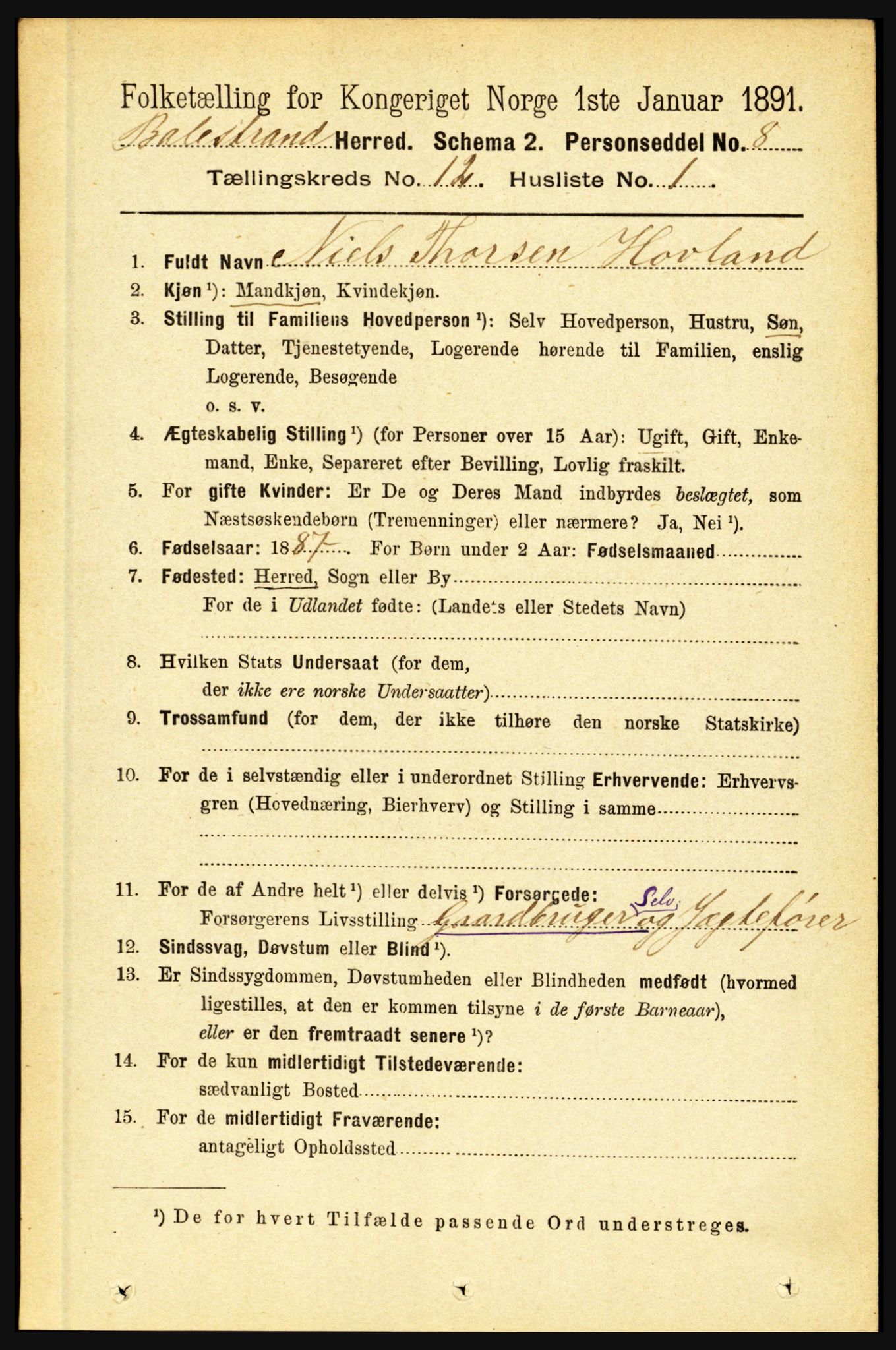 RA, 1891 census for 1418 Balestrand, 1891, p. 2790