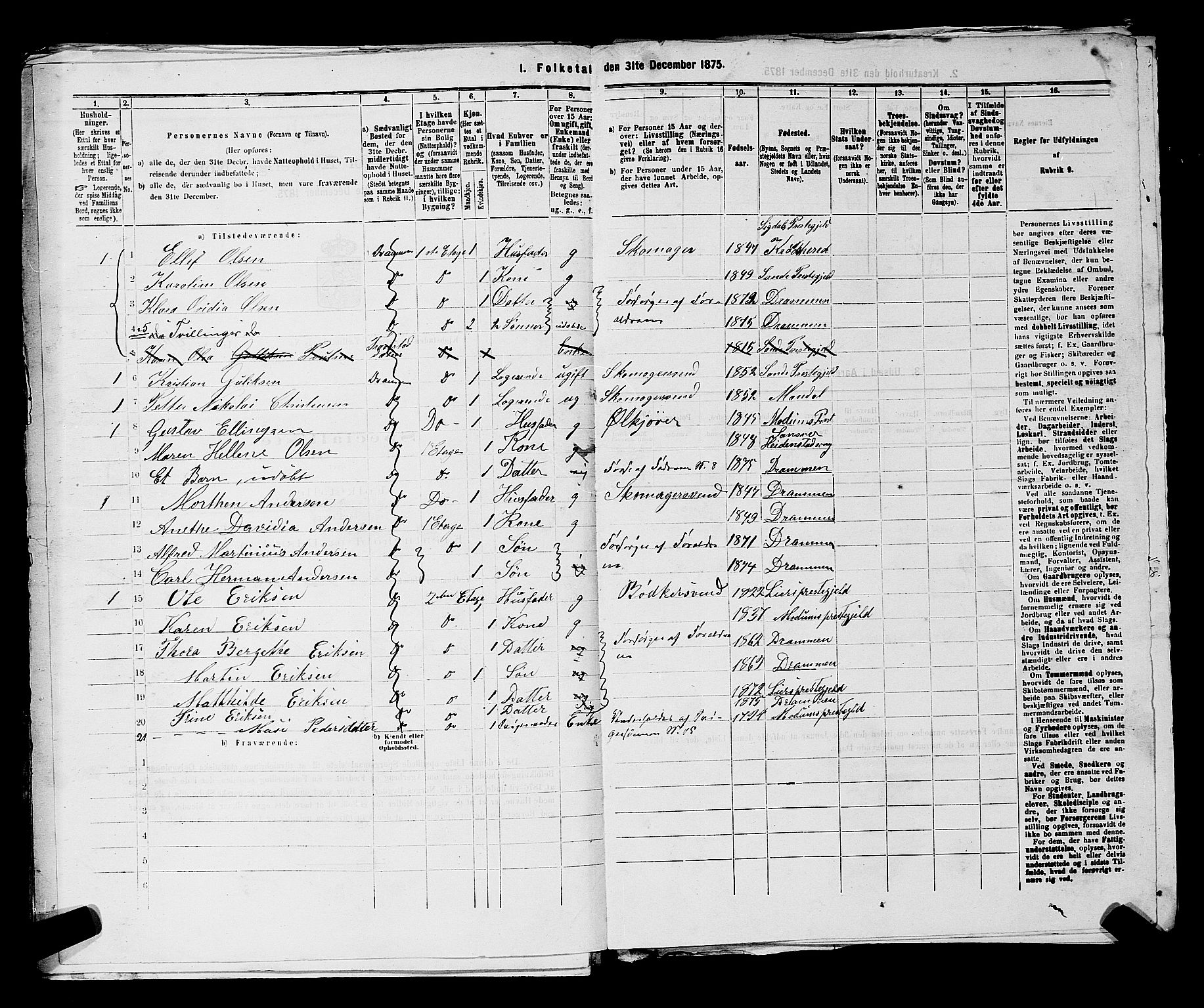 SAKO, 1875 census for 0602 Drammen, 1875, p. 1471
