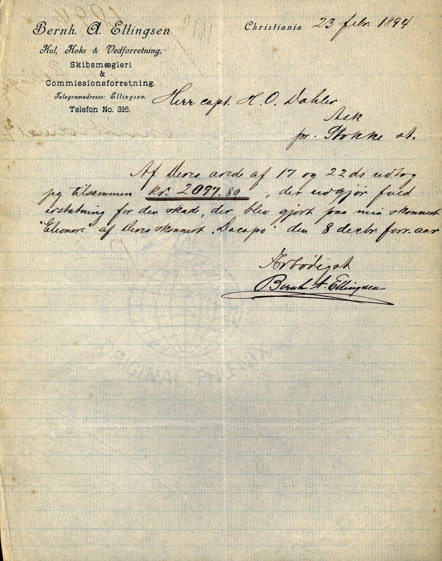 Pa 63 - Østlandske skibsassuranceforening, VEMU/A-1079/G/Ga/L0030/0002: Havaridokumenter / To venner, Emil, Empress, Enterprise, Dacapo, Dato, 1893, p. 82