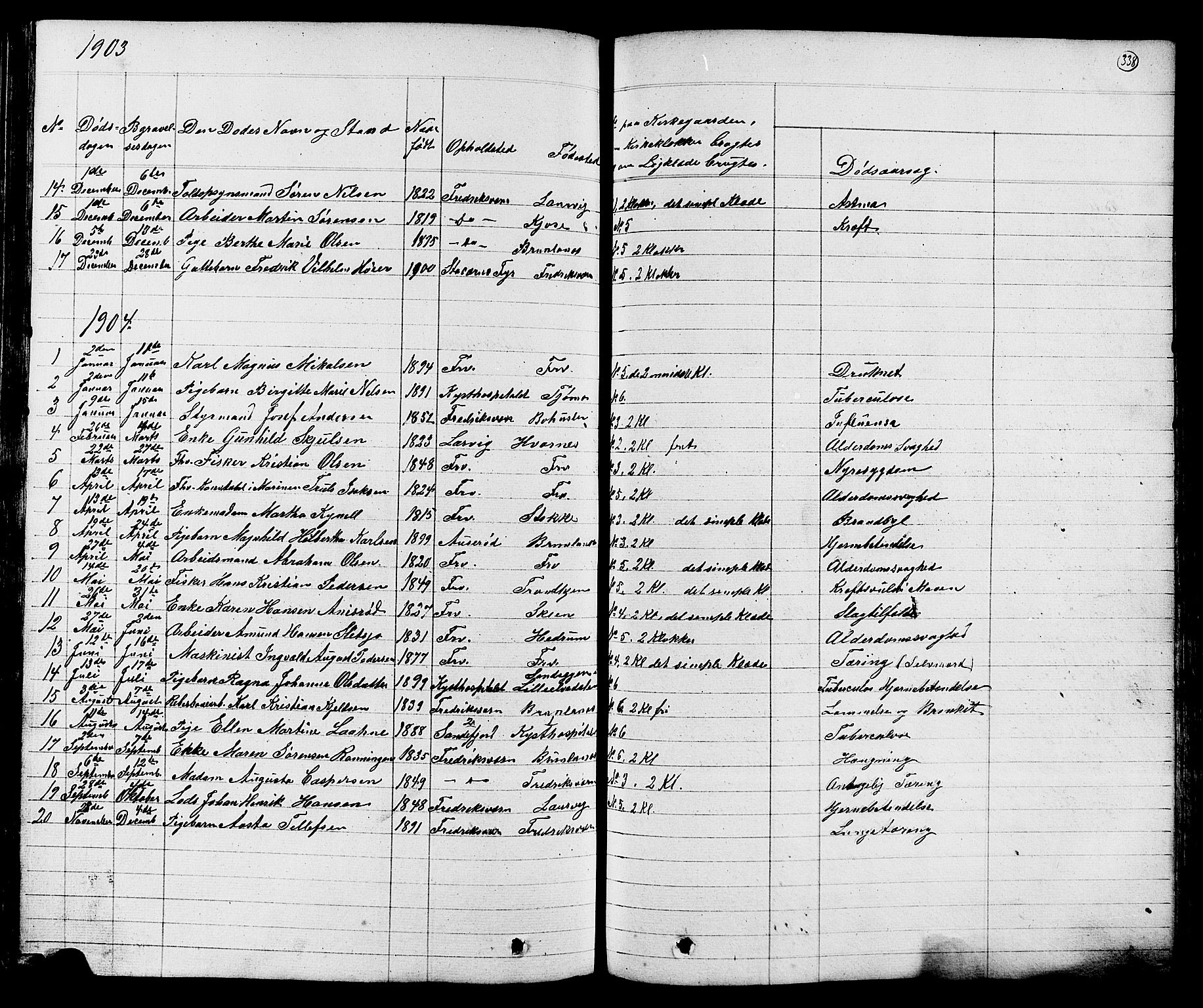 Stavern kirkebøker, AV/SAKO-A-318/G/Ga/L0002: Parish register (copy) no. 2, 1839-1909, p. 338