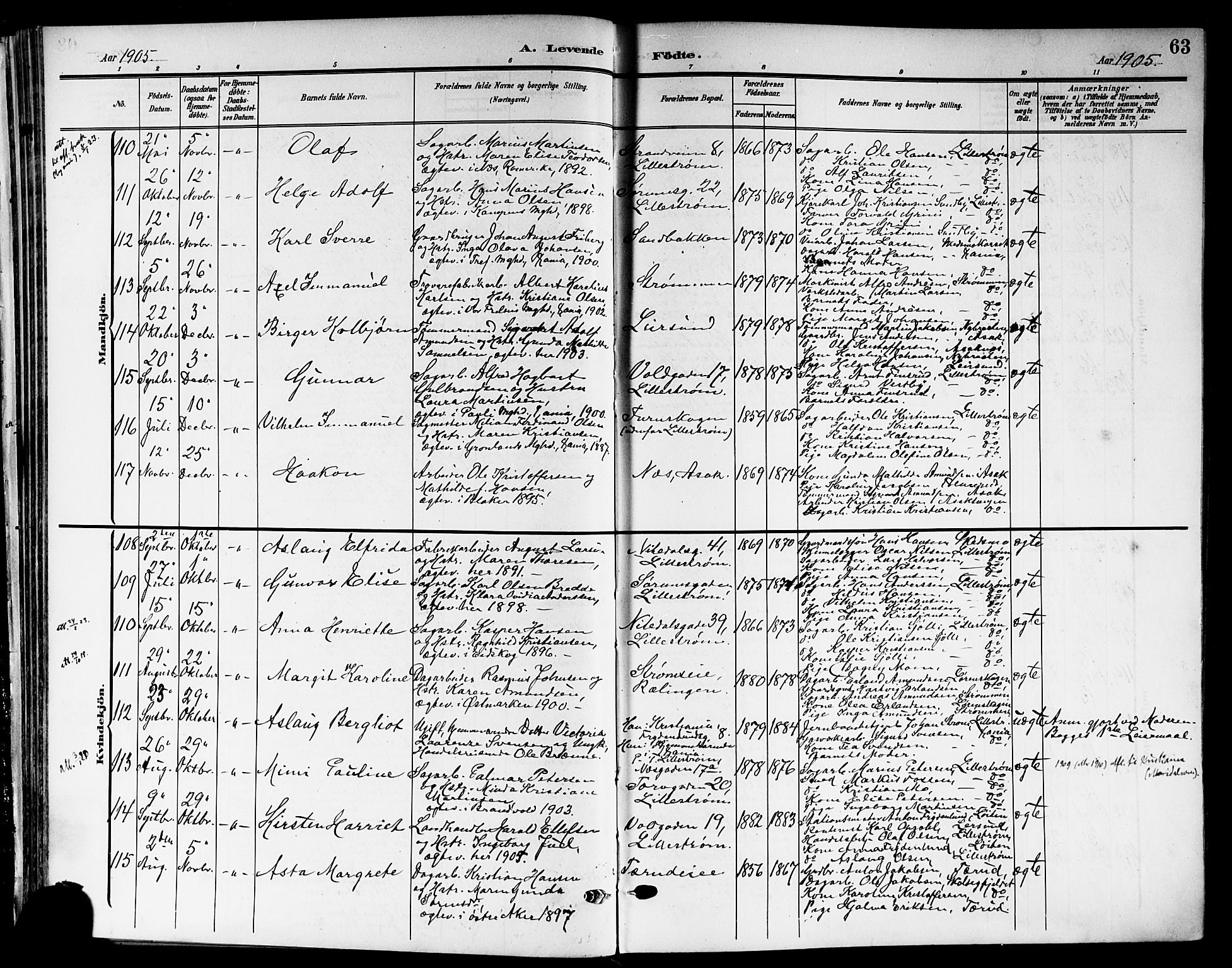 Skedsmo prestekontor Kirkebøker, AV/SAO-A-10033a/G/Ga/L0005b: Parish register (copy) no. I 5B, 1902-1911, p. 63