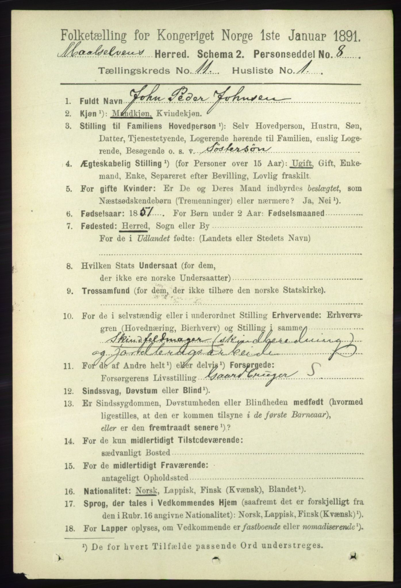 RA, 1891 census for 1924 Målselv, 1891, p. 3272