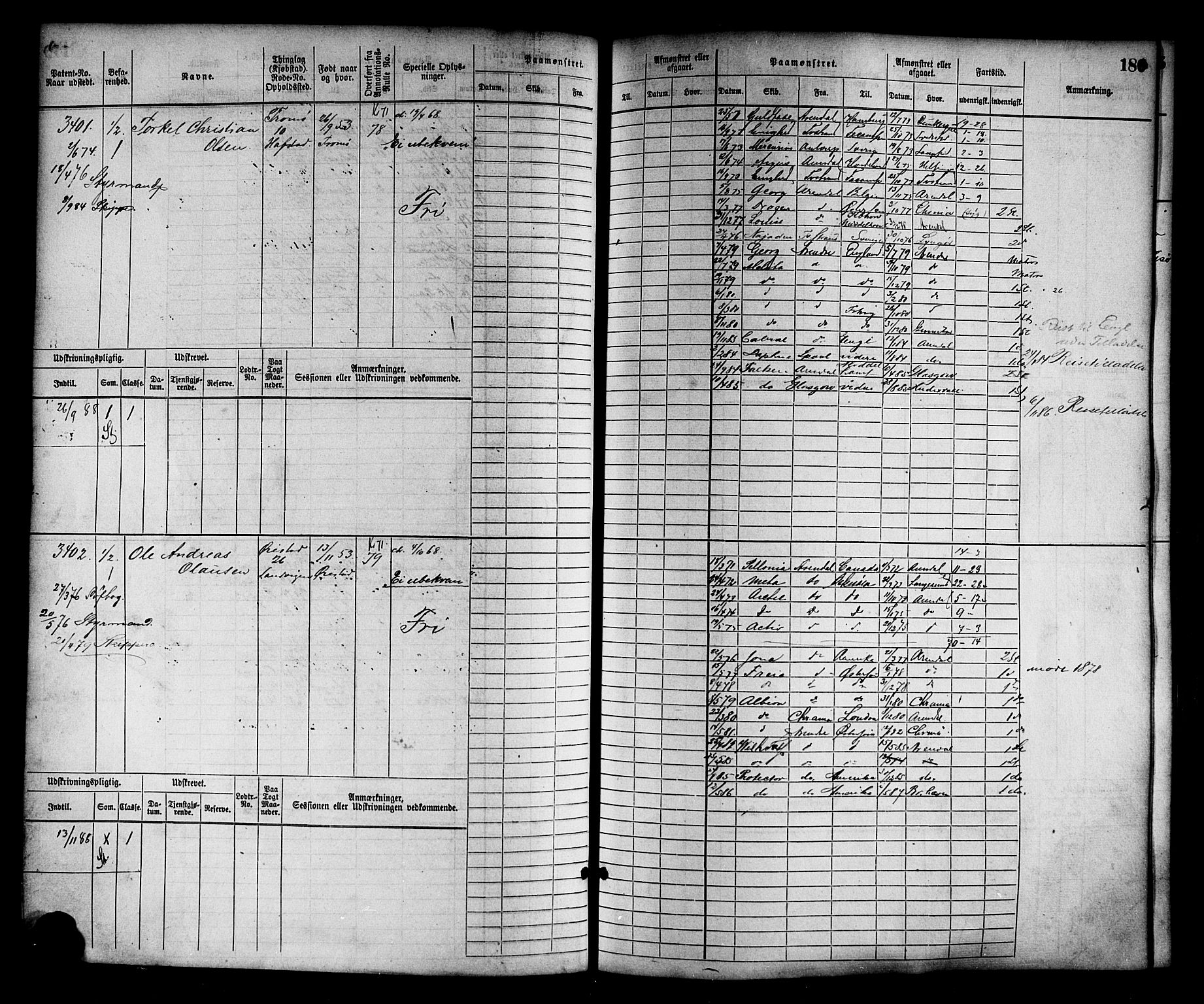 Arendal mønstringskrets, SAK/2031-0012/F/Fb/L0014: Hovedrulle nr 3045-3806, S-12, 1868-1900, p. 185