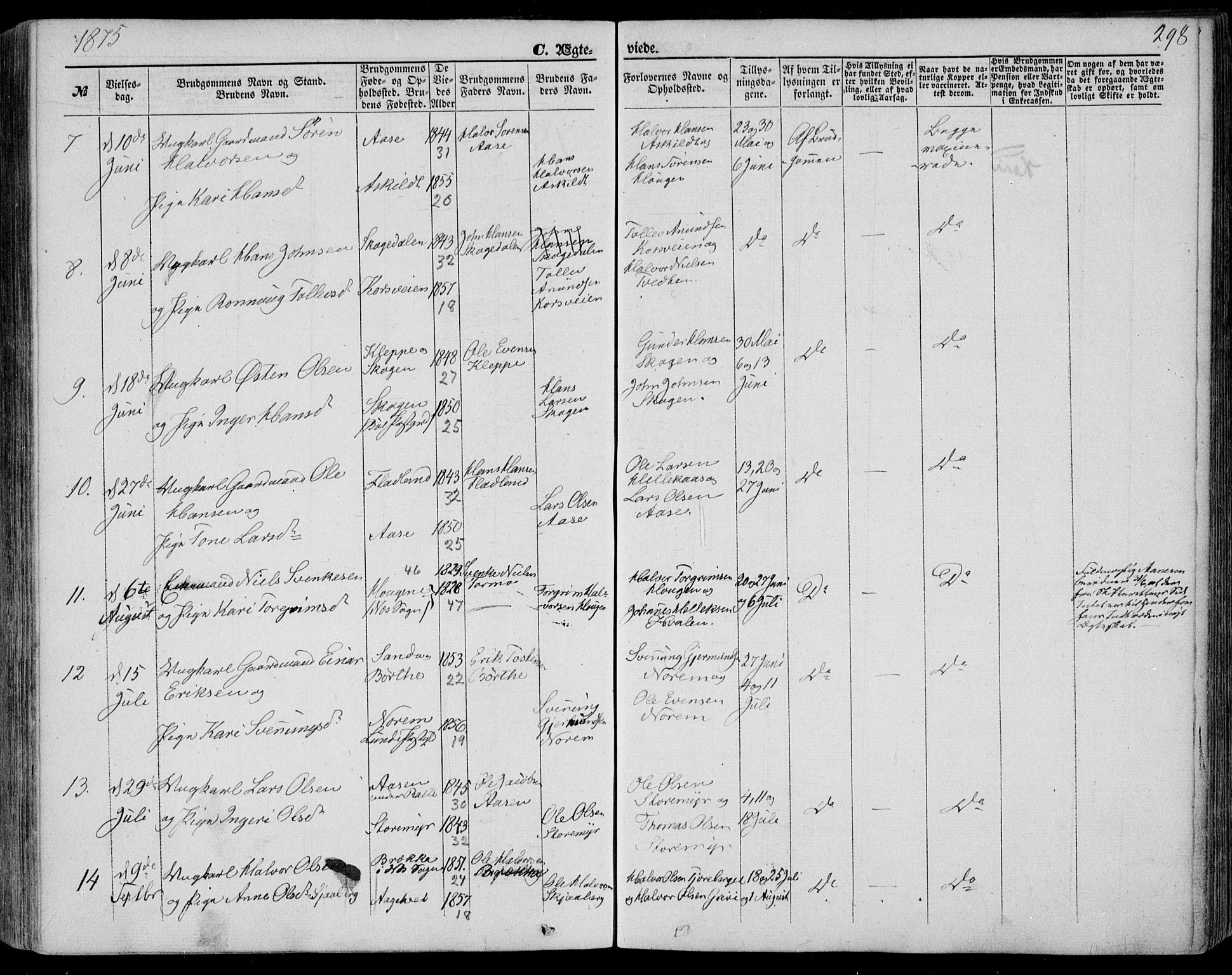 Bø kirkebøker, AV/SAKO-A-257/F/Fa/L0009: Parish register (official) no. 9, 1862-1879, p. 298