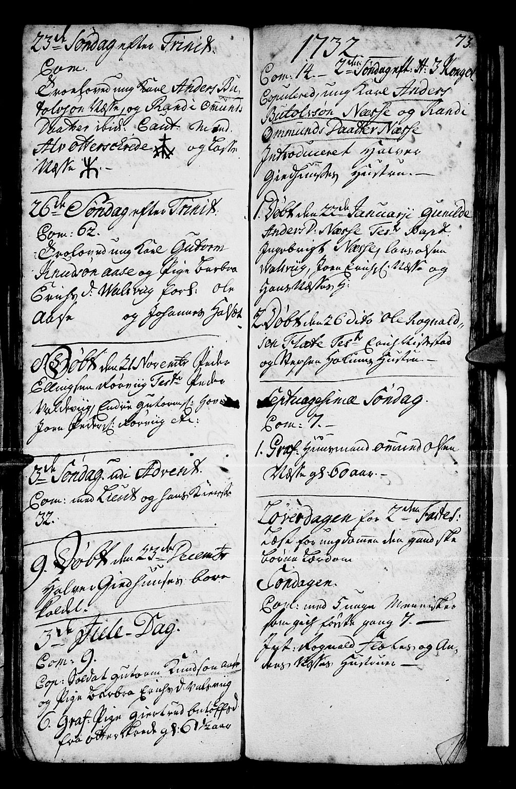 Vik sokneprestembete, SAB/A-81501: Parish register (official) no. A 1 /2, 1727-1739, p. 73