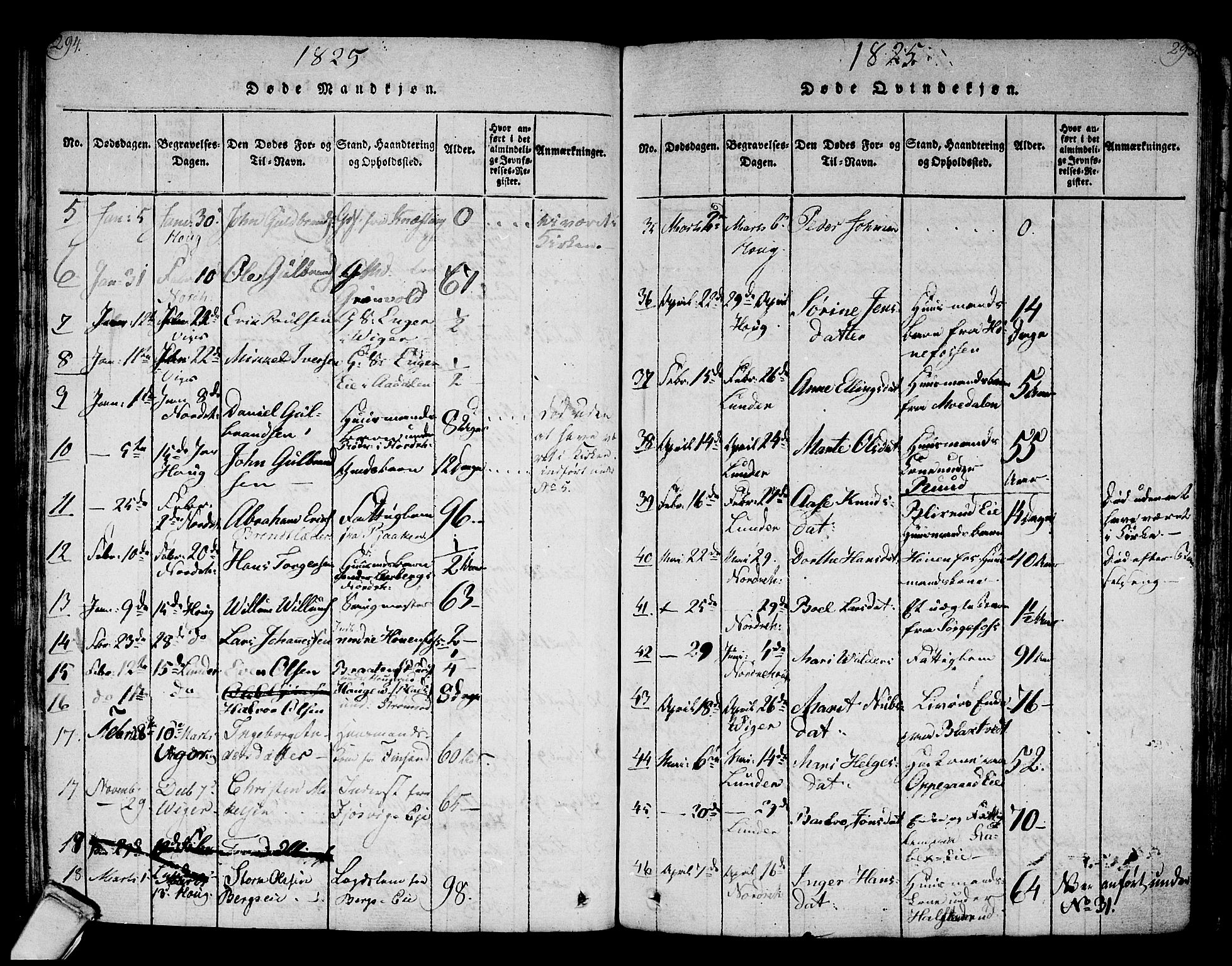 Norderhov kirkebøker, AV/SAKO-A-237/F/Fa/L0008: Parish register (official) no. 8, 1814-1833, p. 294-295