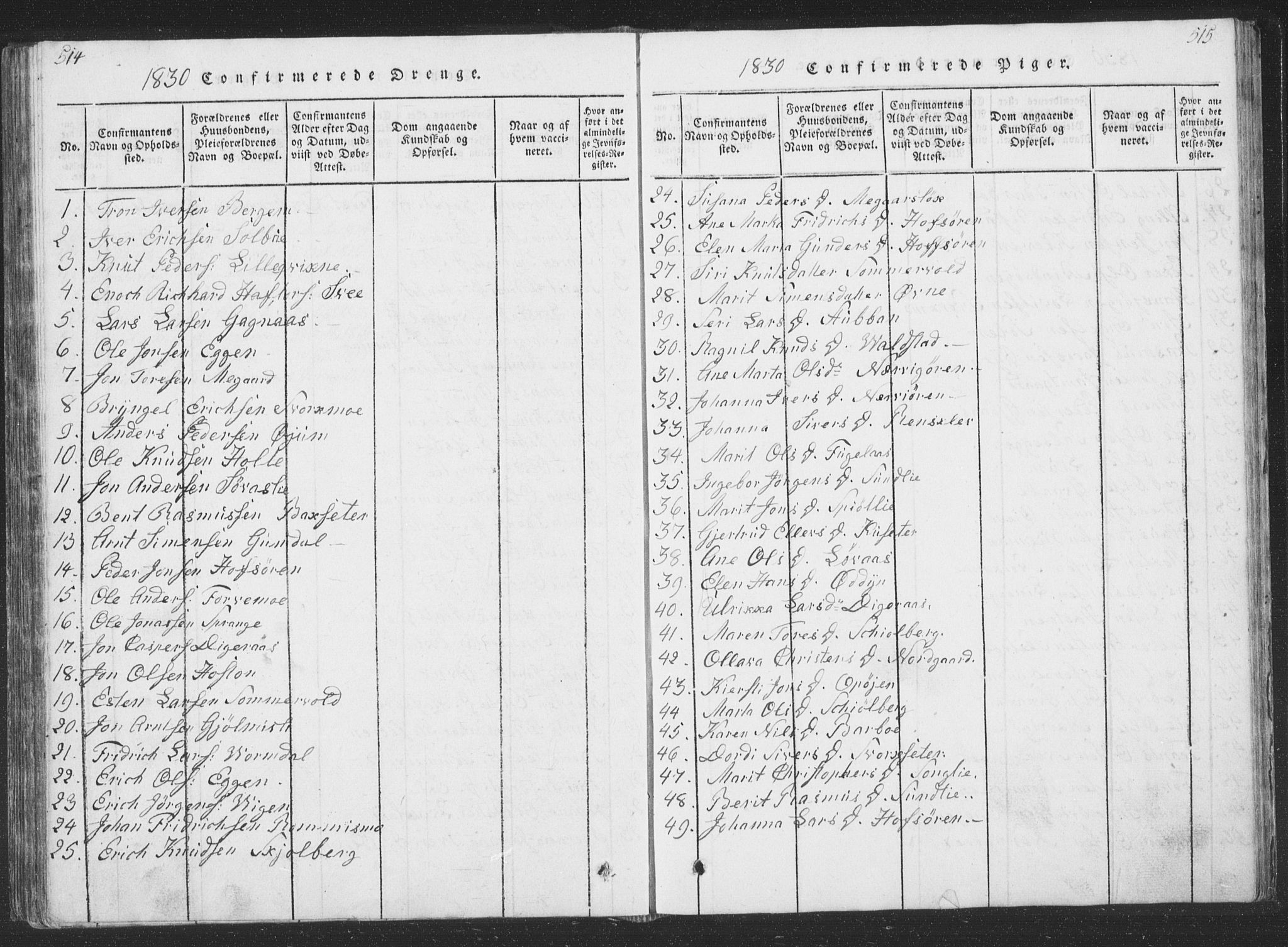 Ministerialprotokoller, klokkerbøker og fødselsregistre - Sør-Trøndelag, AV/SAT-A-1456/668/L0816: Parish register (copy) no. 668C05, 1816-1893, p. 514-515