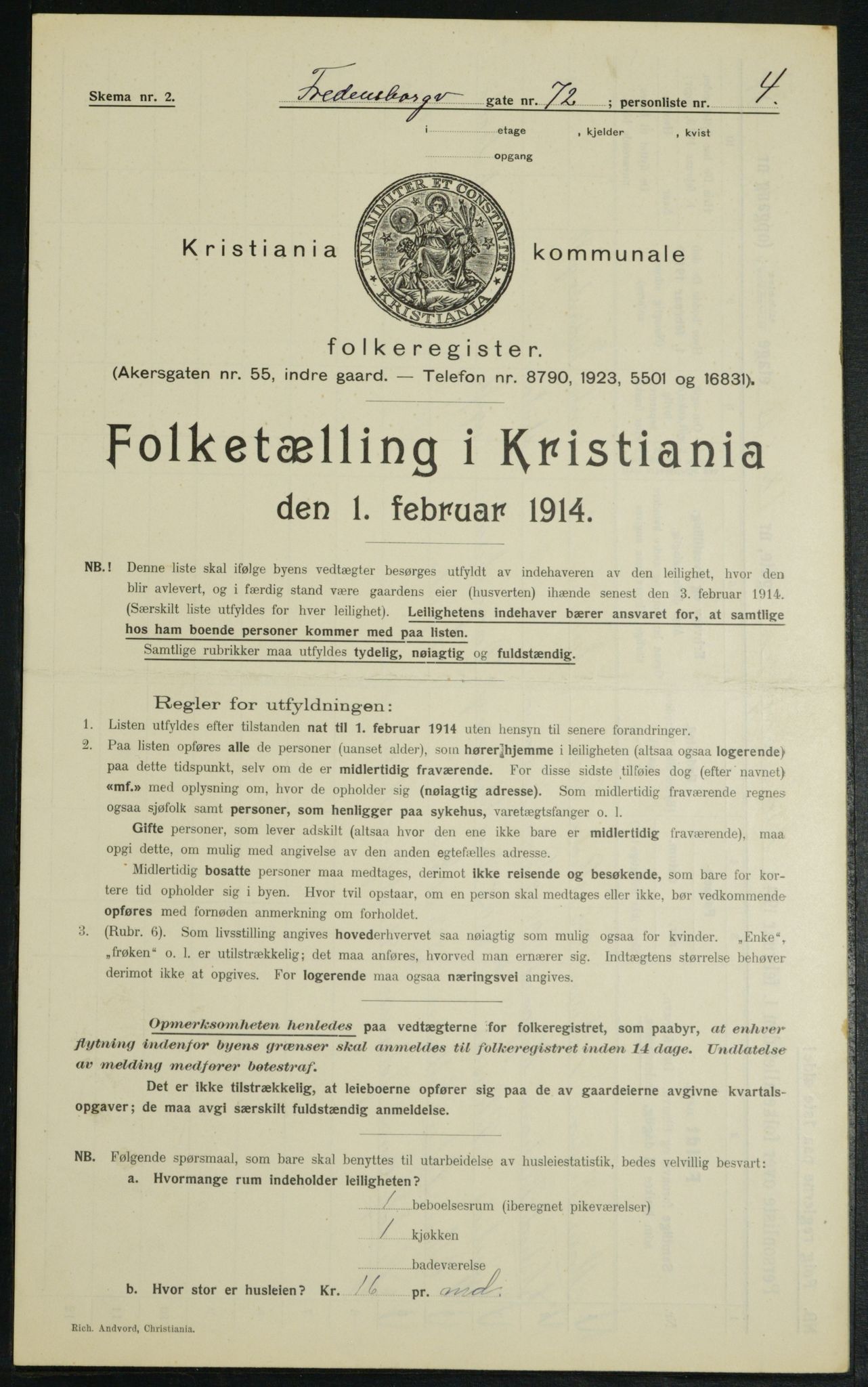 OBA, Municipal Census 1914 for Kristiania, 1914, p. 26661