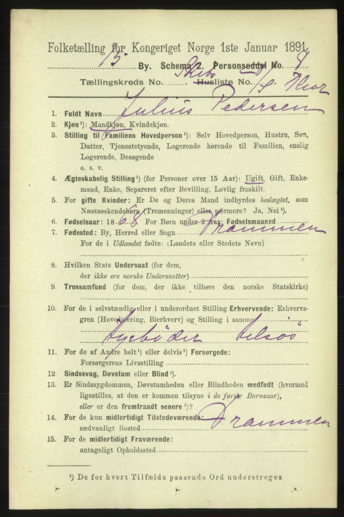 RA, 1891 census for 0602 Drammen, 1891, p. 25634