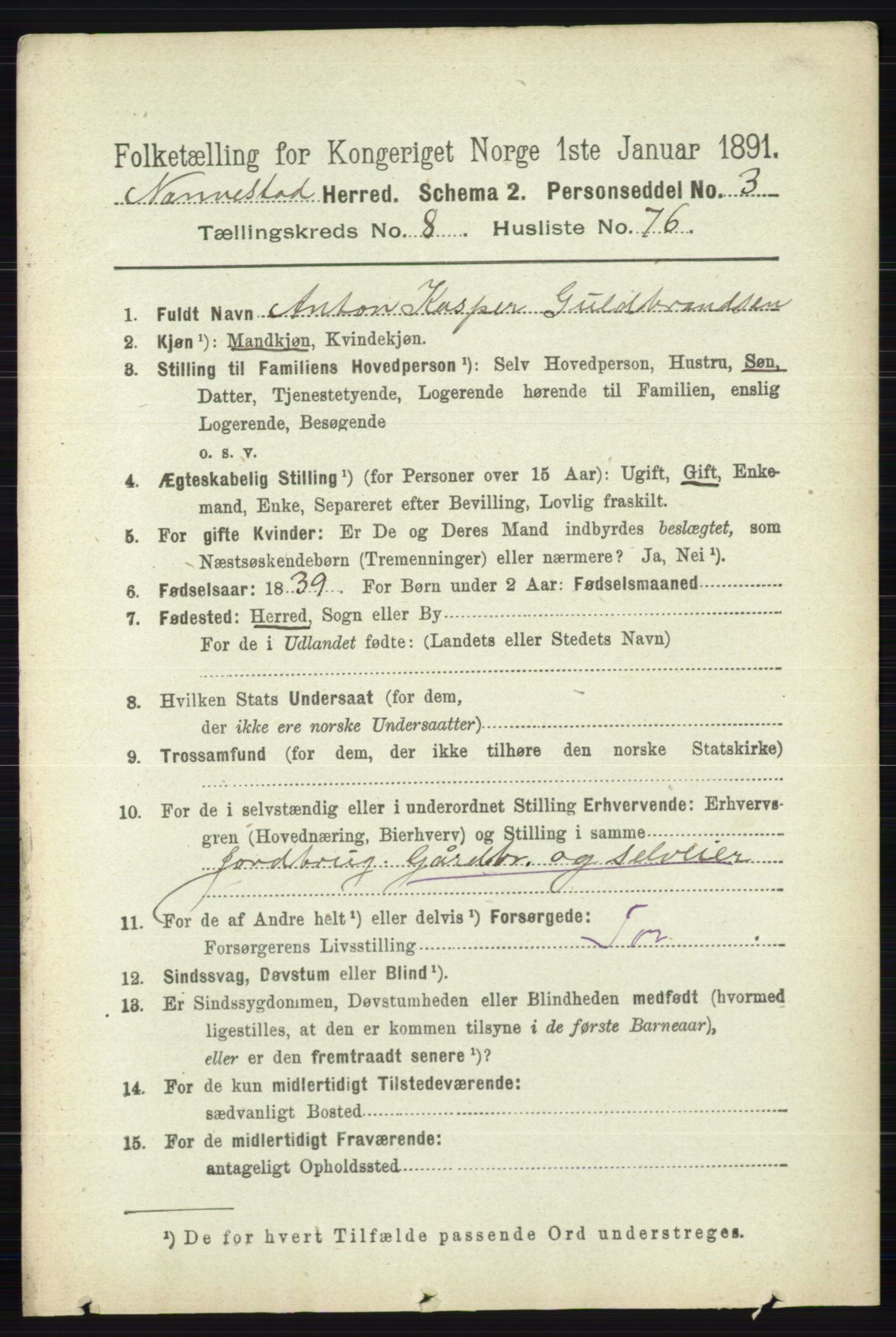 RA, 1891 census for 0238 Nannestad, 1891, p. 4878