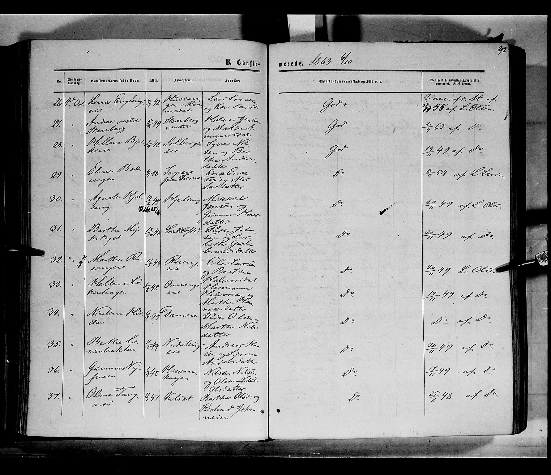 Løten prestekontor, AV/SAH-PREST-022/K/Ka/L0008: Parish register (official) no. 8, 1860-1877, p. 293