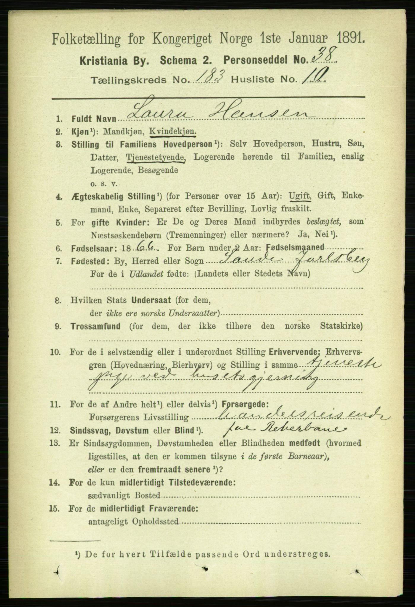 RA, 1891 census for 0301 Kristiania, 1891, p. 109722