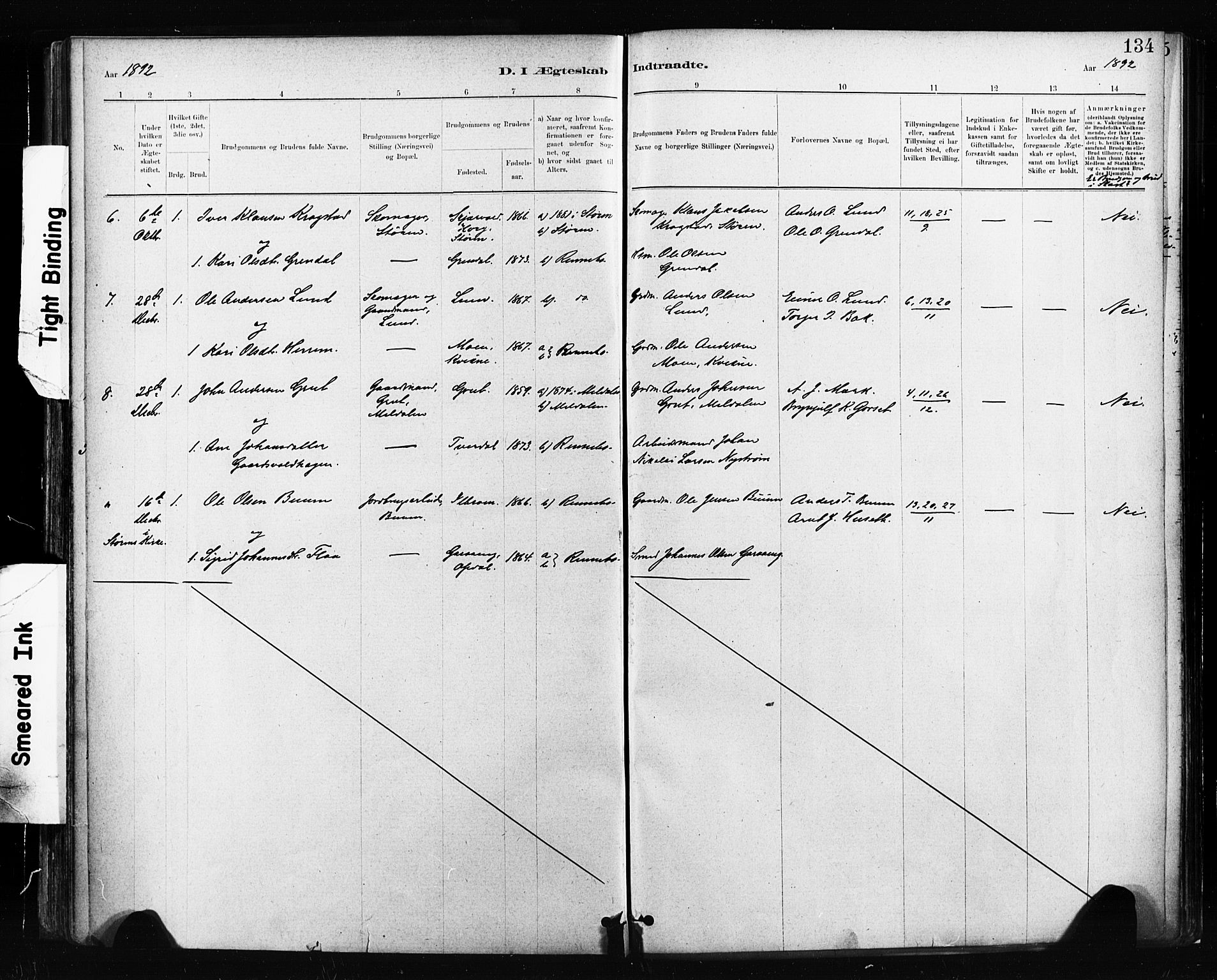 Ministerialprotokoller, klokkerbøker og fødselsregistre - Sør-Trøndelag, SAT/A-1456/674/L0871: Parish register (official) no. 674A03, 1880-1896, p. 134