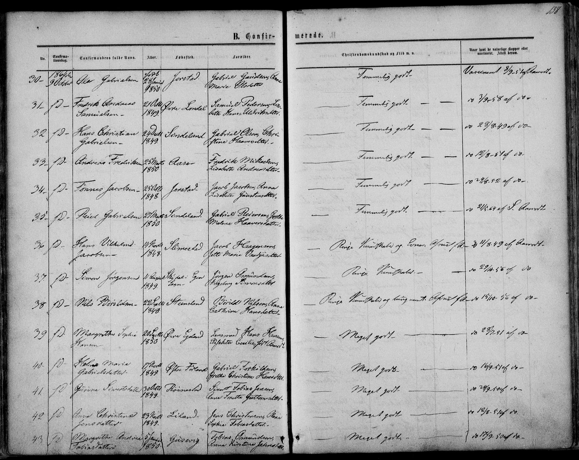 Kvinesdal sokneprestkontor, AV/SAK-1111-0026/F/Fa/Fab/L0006: Parish register (official) no. A 6, 1857-1869, p. 138