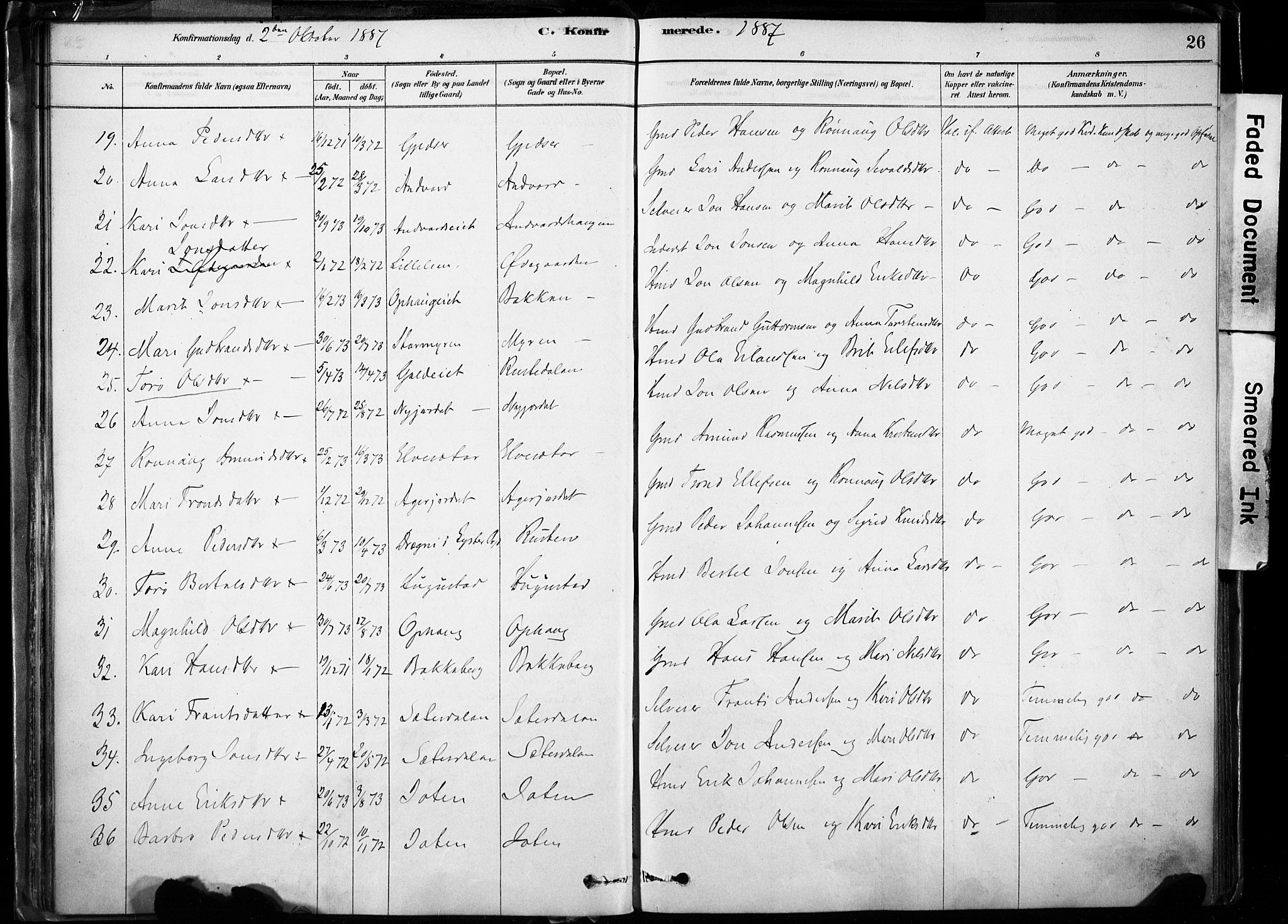 Lom prestekontor, SAH/PREST-070/K/L0009: Parish register (official) no. 9, 1878-1907, p. 26