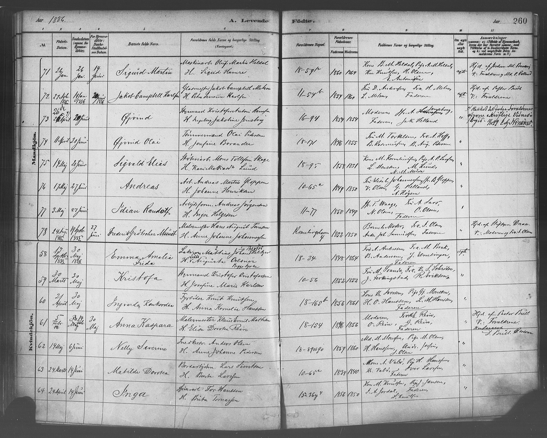Domkirken sokneprestembete, SAB/A-74801/H/Haa/L0023: Parish register (official) no. B 6, 1879-1887, p. 260