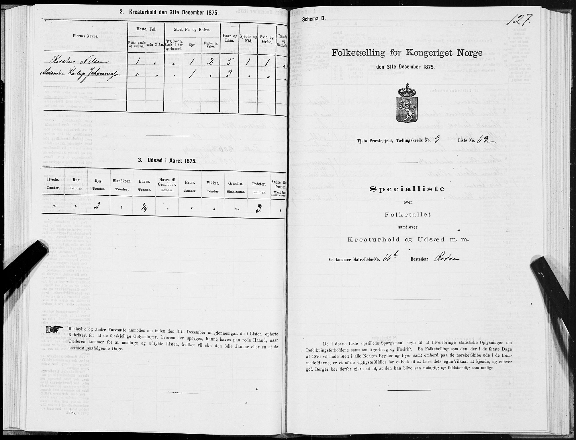 SAT, 1875 census for 1817P Tjøtta, 1875, p. 2127