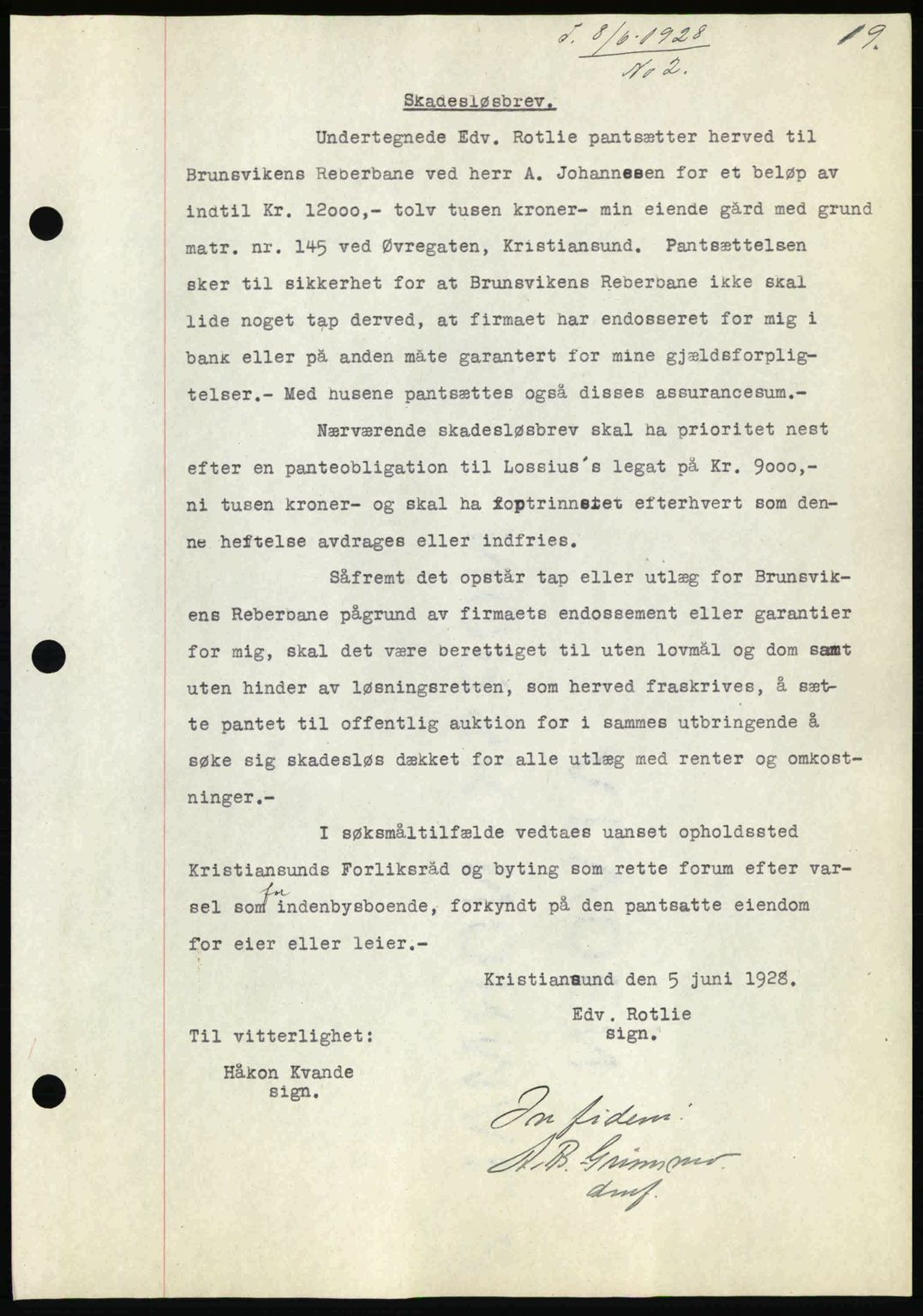 Kristiansund byfogd, AV/SAT-A-4587/A/27: Mortgage book no. 22, 1928-1929, Deed date: 08.06.1928