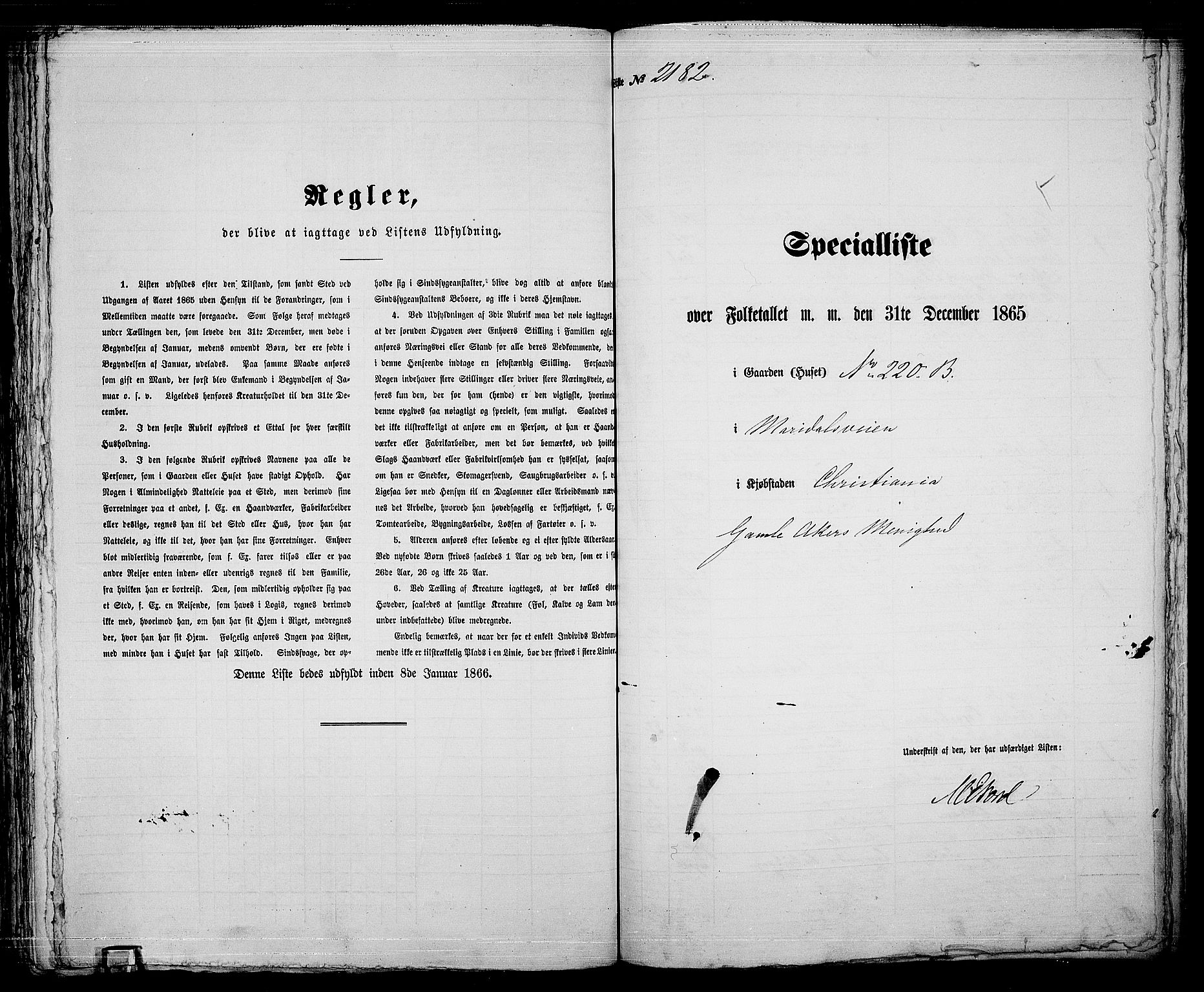 RA, 1865 census for Kristiania, 1865, p. 4865