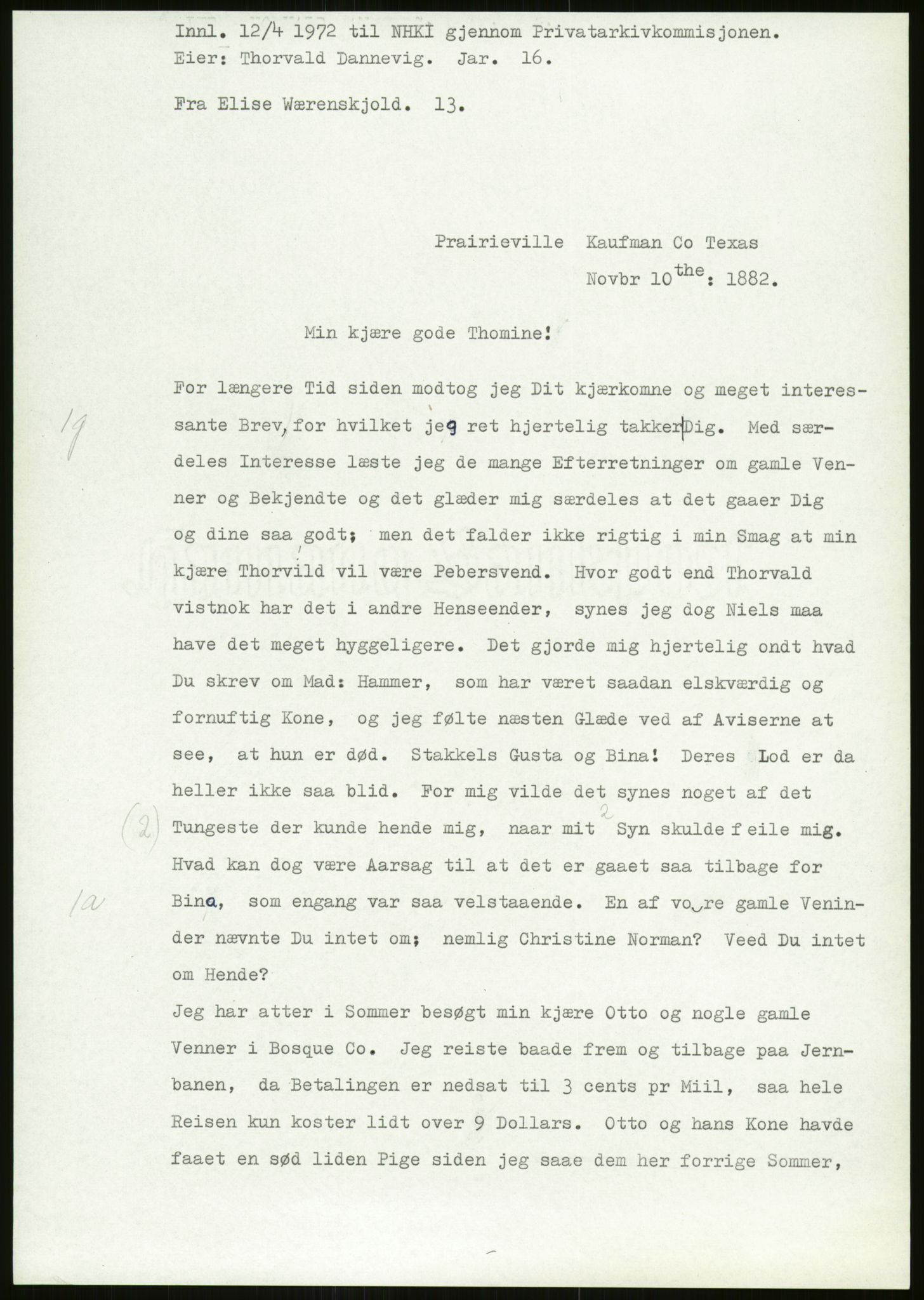 Samlinger til kildeutgivelse, Amerikabrevene, AV/RA-EA-4057/F/L0027: Innlån fra Aust-Agder: Dannevig - Valsgård, 1838-1914, p. 249