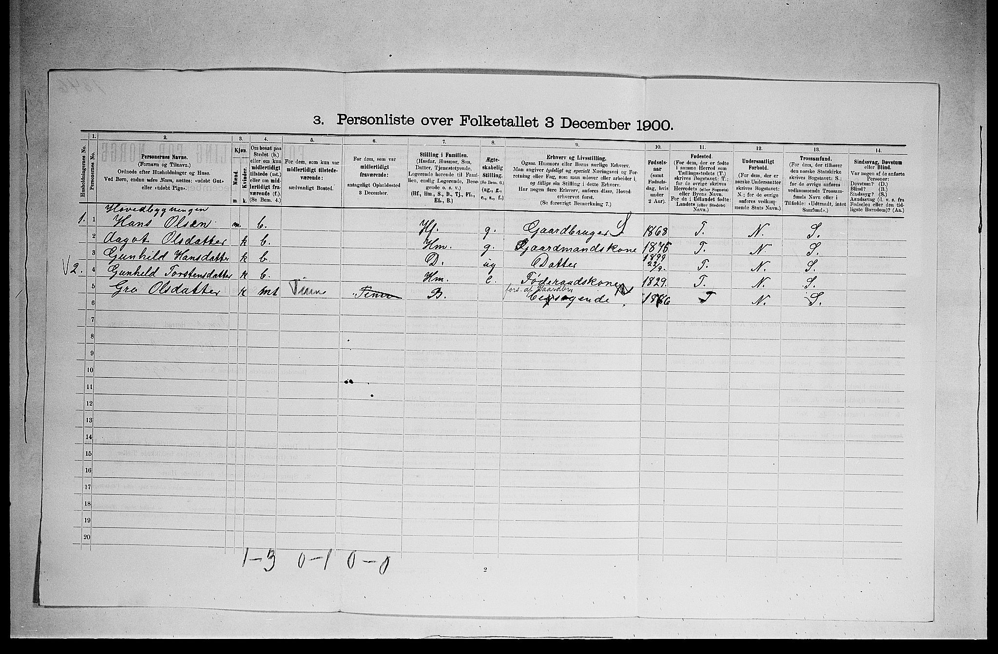 SAKO, 1900 census for Tinn, 1900, p. 765