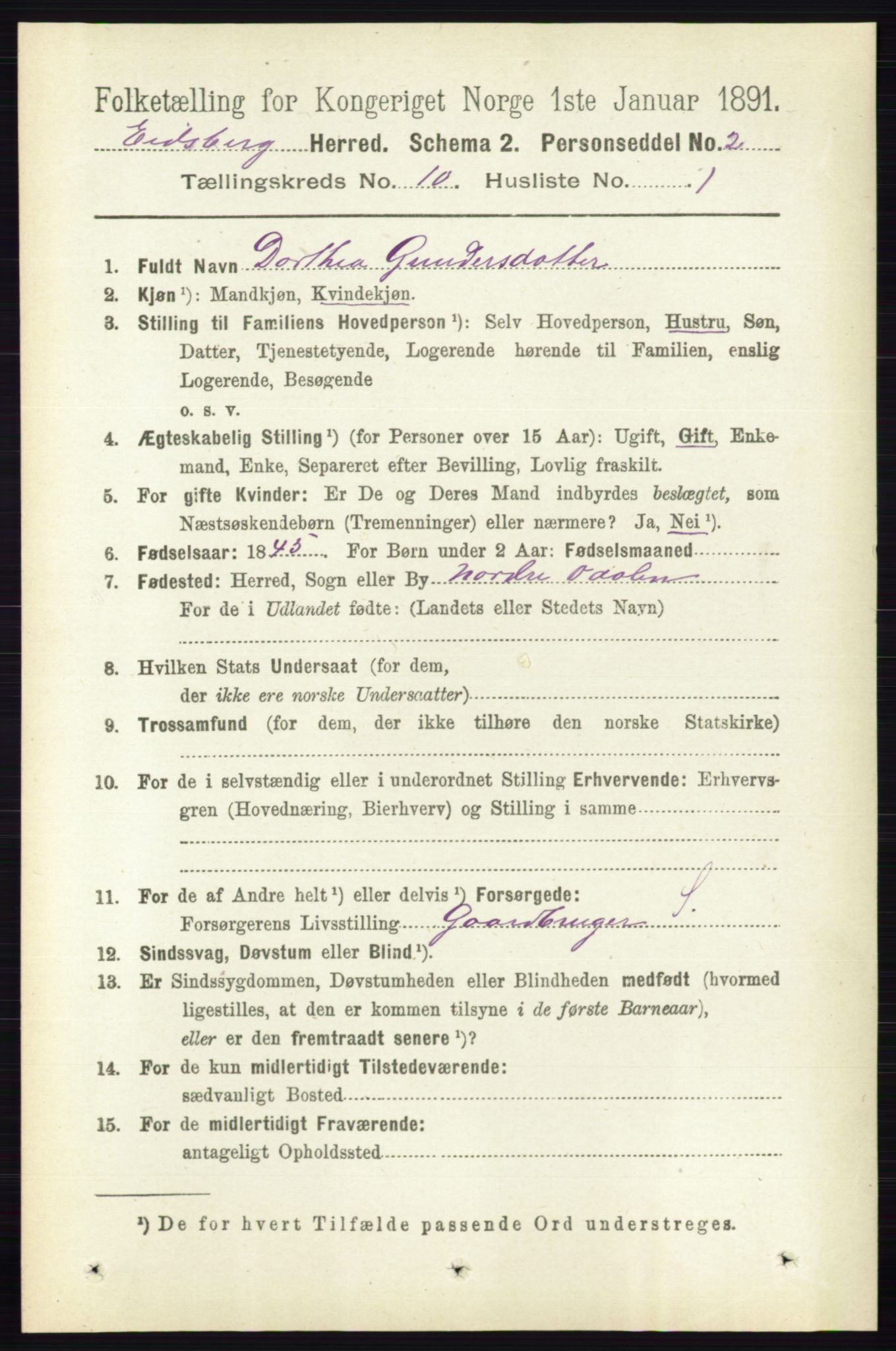 RA, 1891 census for 0125 Eidsberg, 1891, p. 5670