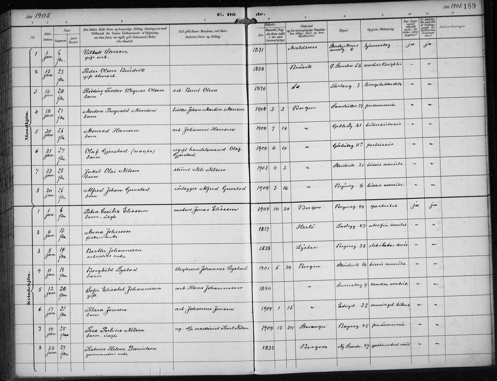 Sandviken Sokneprestembete, AV/SAB-A-77601/H/Ha/L0018: Parish register (official) no. E 1, 1893-1905, p. 189