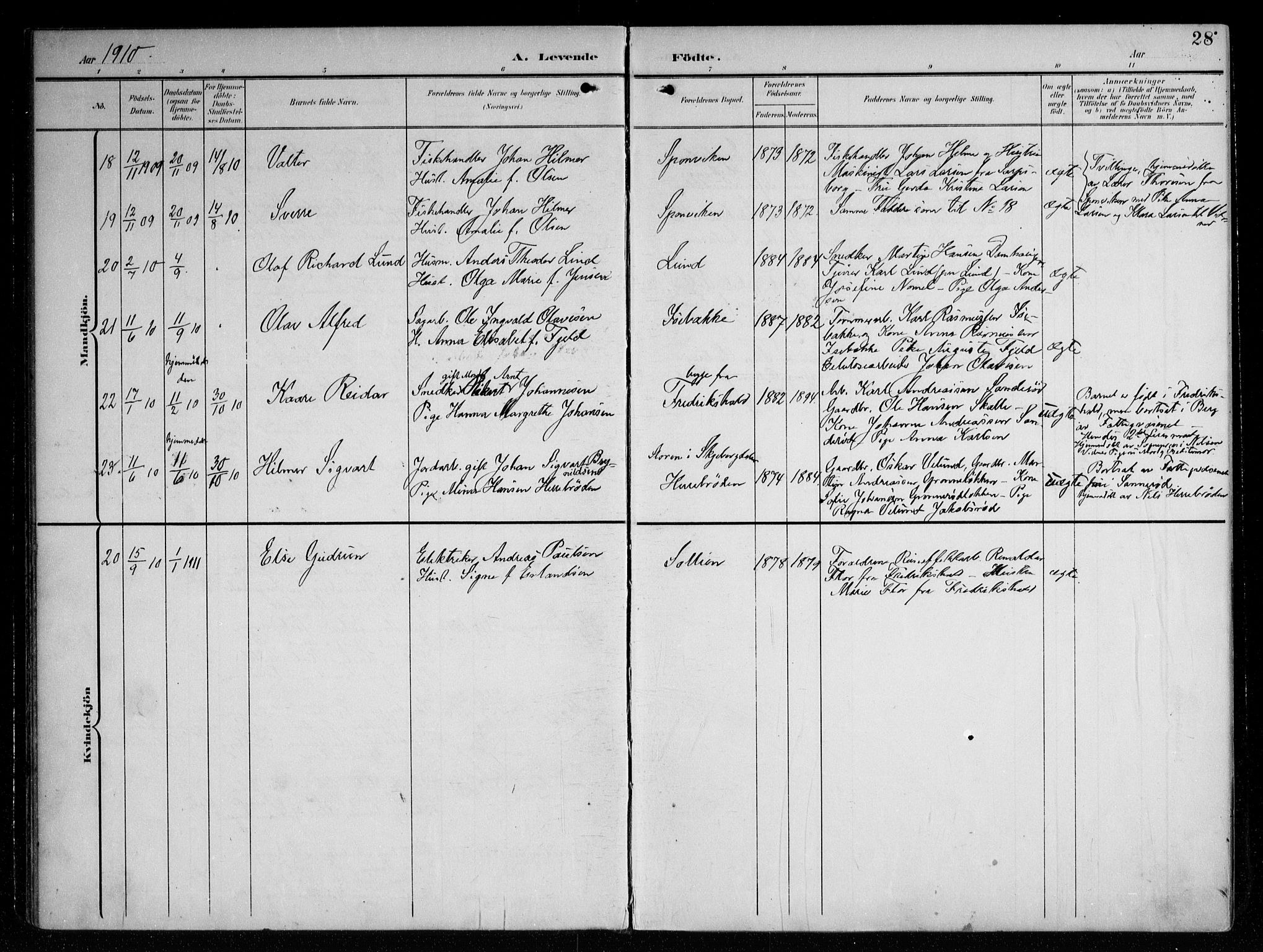 Berg prestekontor Kirkebøker, AV/SAO-A-10902/F/Fa/L0008: Parish register (official) no. I 8, 1902-1920, p. 28