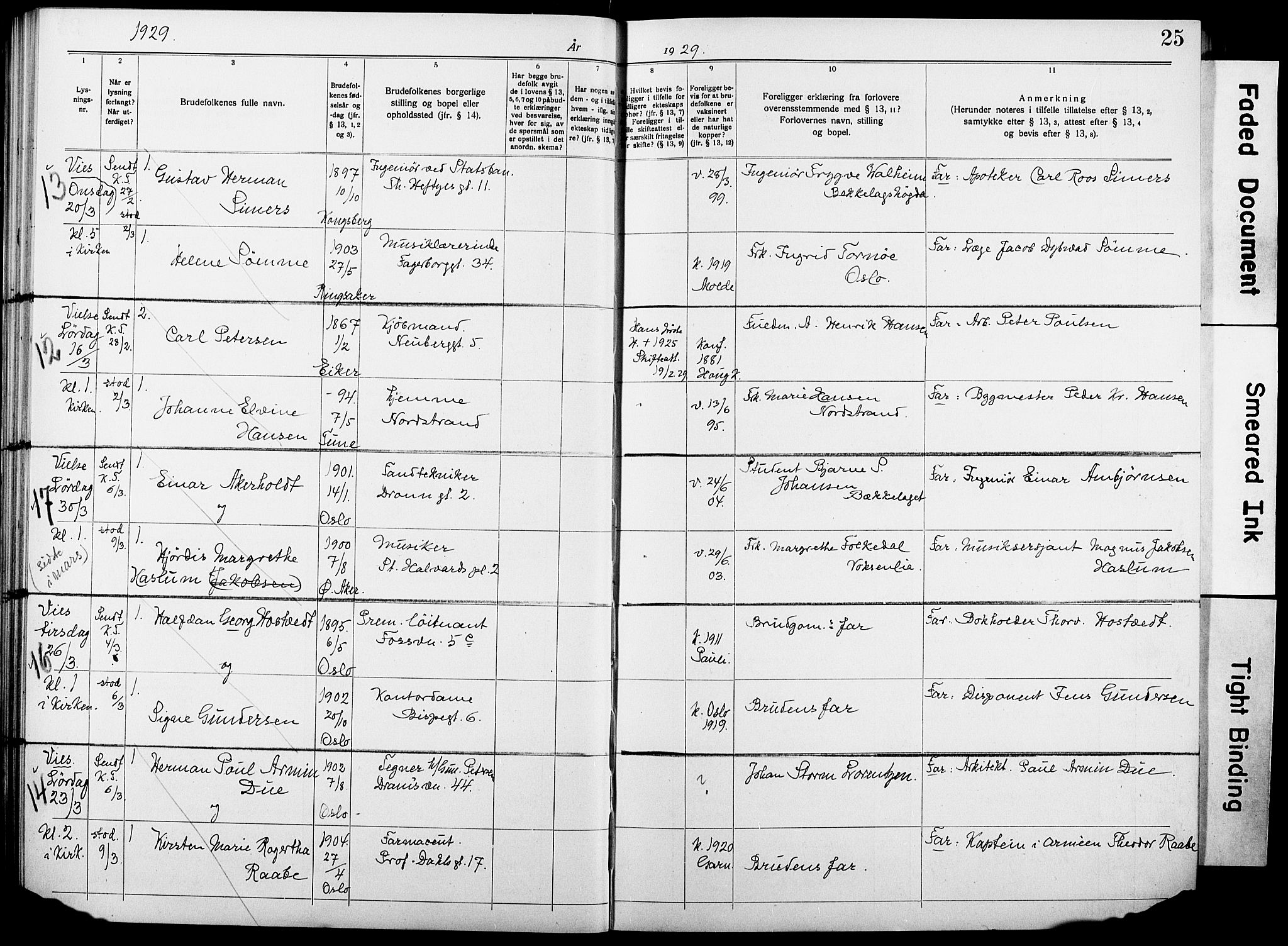 Garnisonsmenigheten Kirkebøker, AV/SAO-A-10846/H/Ha/L0010: Banns register no. I 10, 1922-1932, p. 25