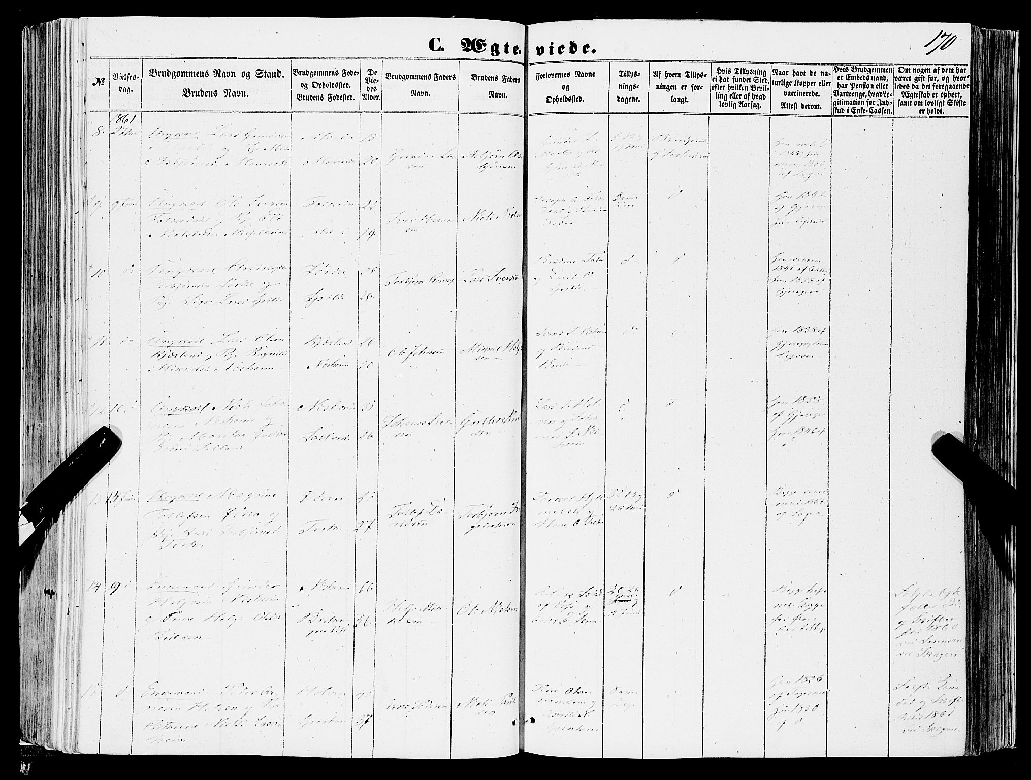 Ulvik sokneprestembete, SAB/A-78801/H/Haa: Parish register (official) no. A 13, 1853-1863, p. 170