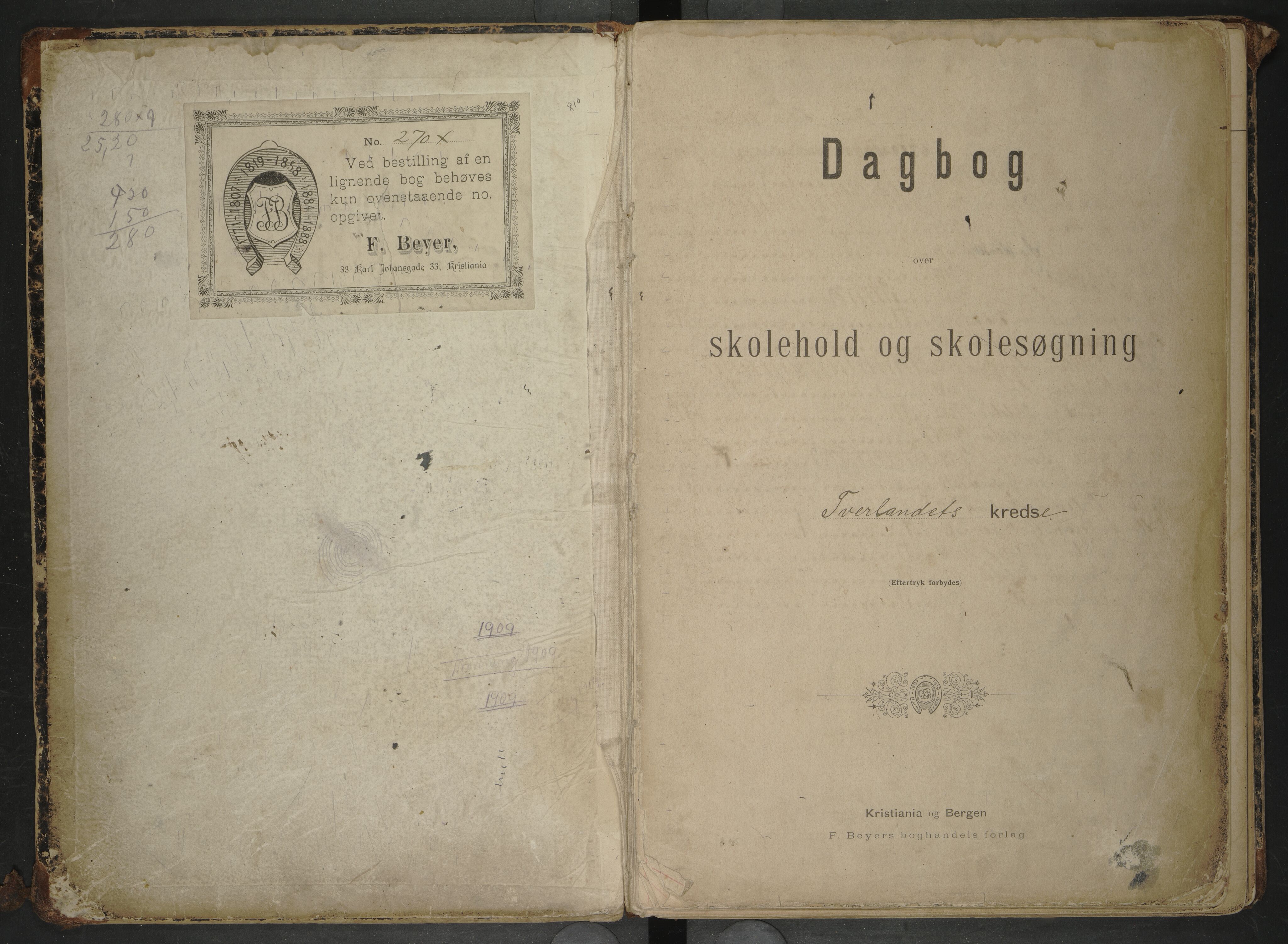 Bodin kommune. Tverlandet skolekrets, AIN/K-18431.510.02/F/Fa/L0005: Dagbok over skolehold/Skolesøkning, 1893-1907