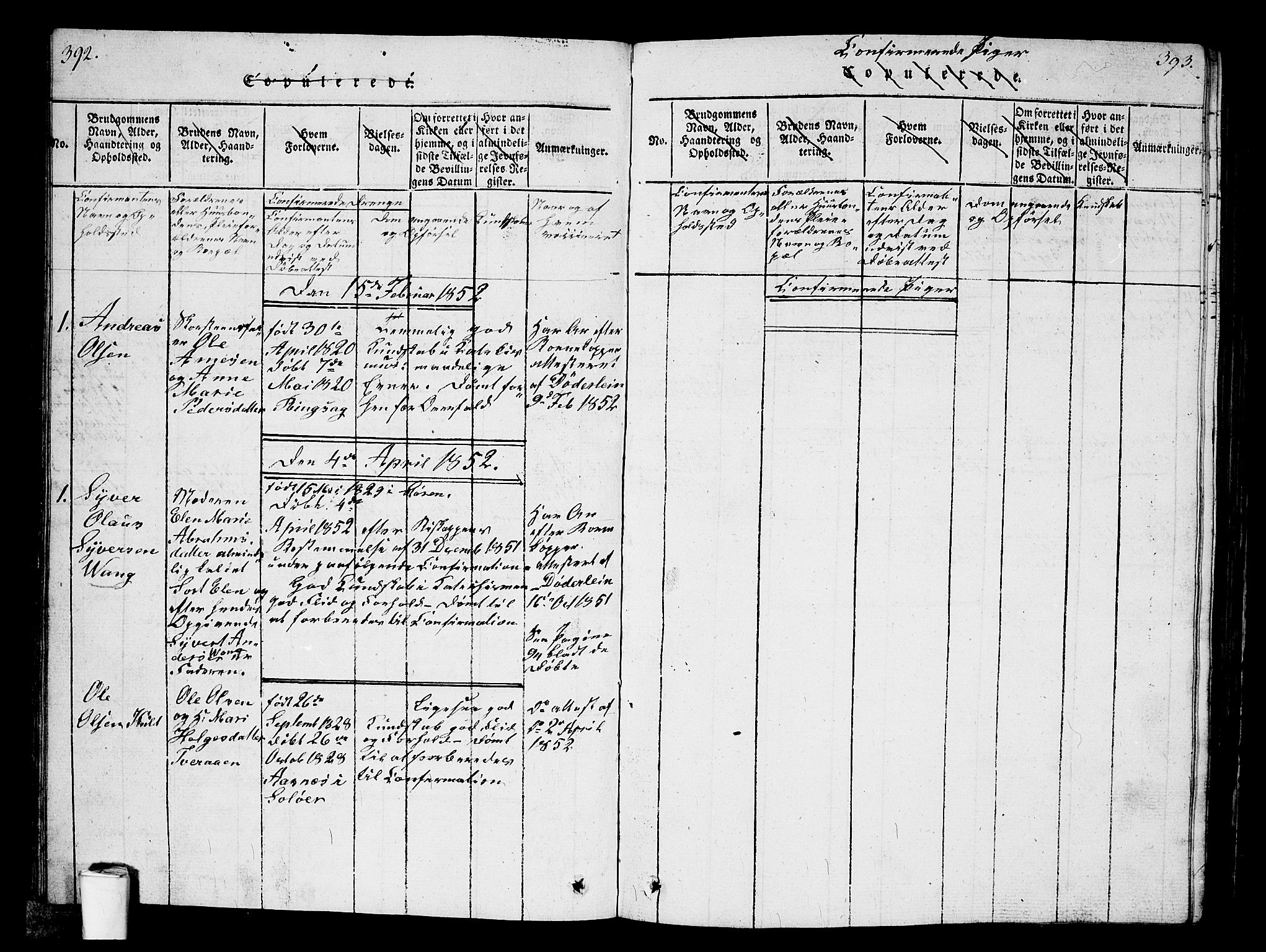 Kristiania tukthusprest Kirkebøker, AV/SAO-A-10881/G/Ga/L0001: Parish register (copy) no. 1, 1818-1857, p. 392-393
