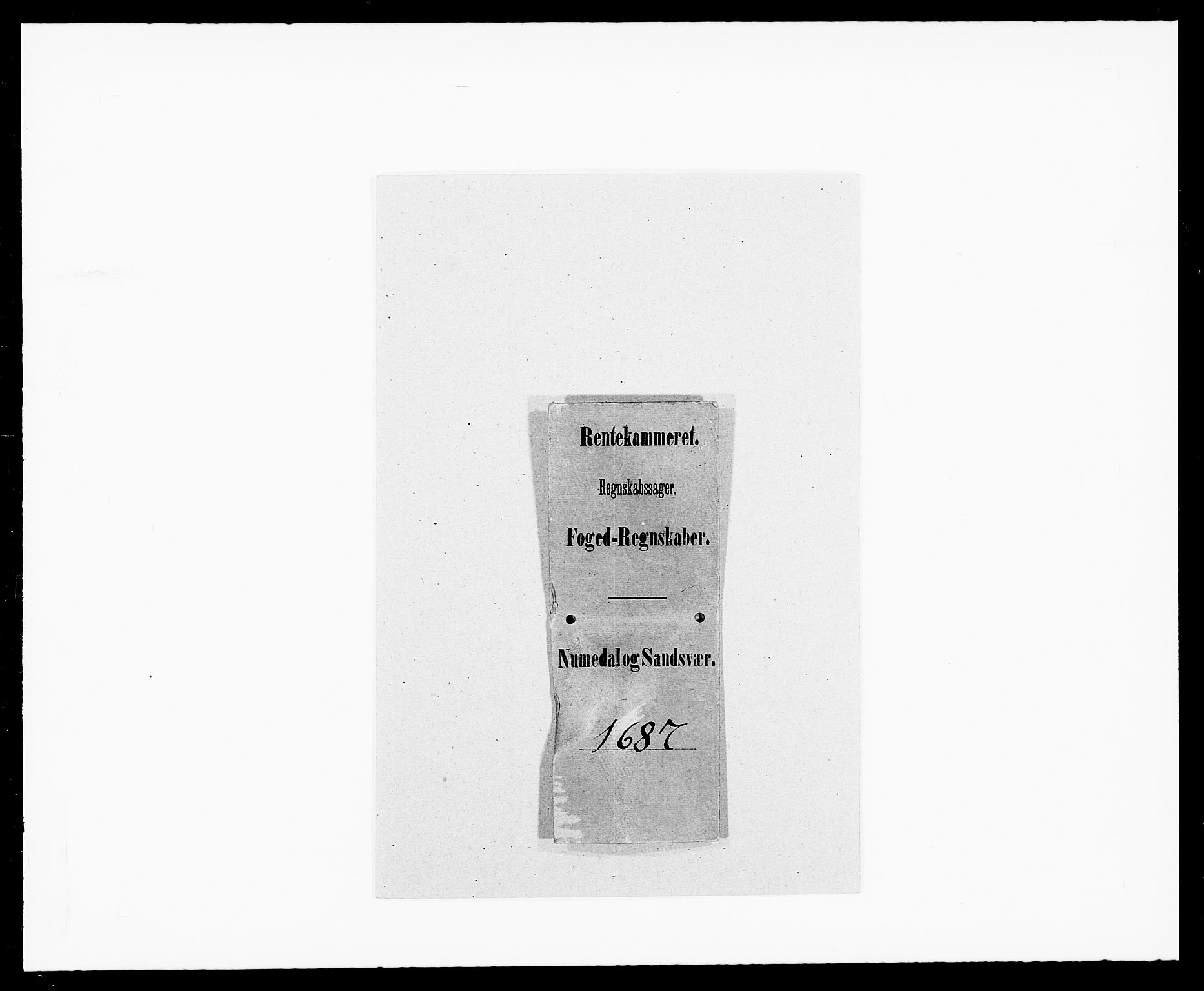Rentekammeret inntil 1814, Reviderte regnskaper, Fogderegnskap, AV/RA-EA-4092/R24/L1573: Fogderegnskap Numedal og Sandsvær, 1687-1691, p. 1