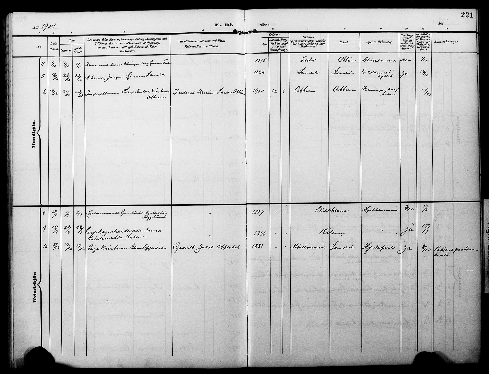 Luster sokneprestembete, AV/SAB-A-81101/H/Hab/Haba/L0001: Parish register (copy) no. A 1, 1903-1930, p. 221