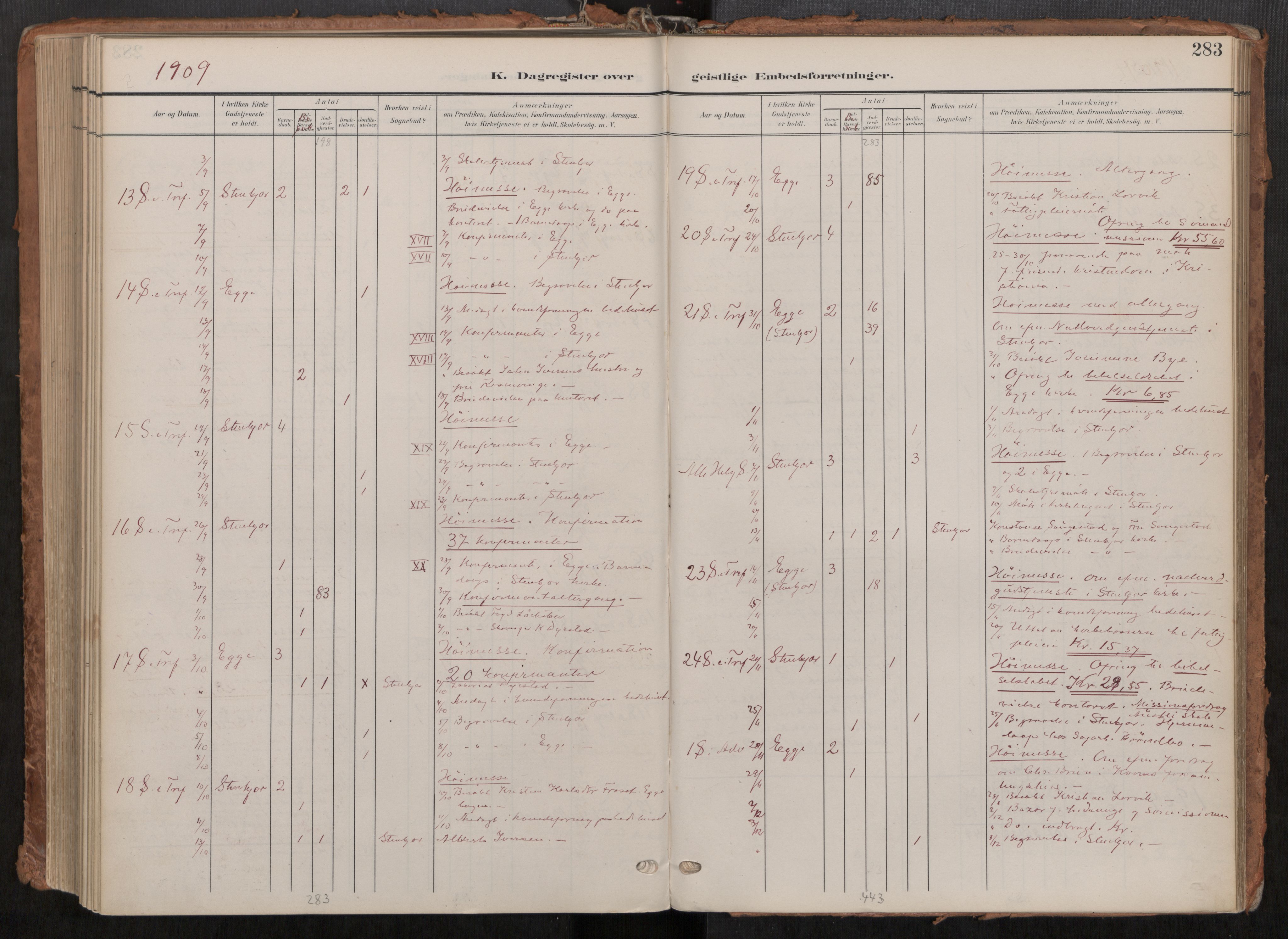 Steinkjer sokneprestkontor, AV/SAT-A-1541/01/H/Ha/Haa/L0001: Parish register (official) no. 1, 1904-1912, p. 283