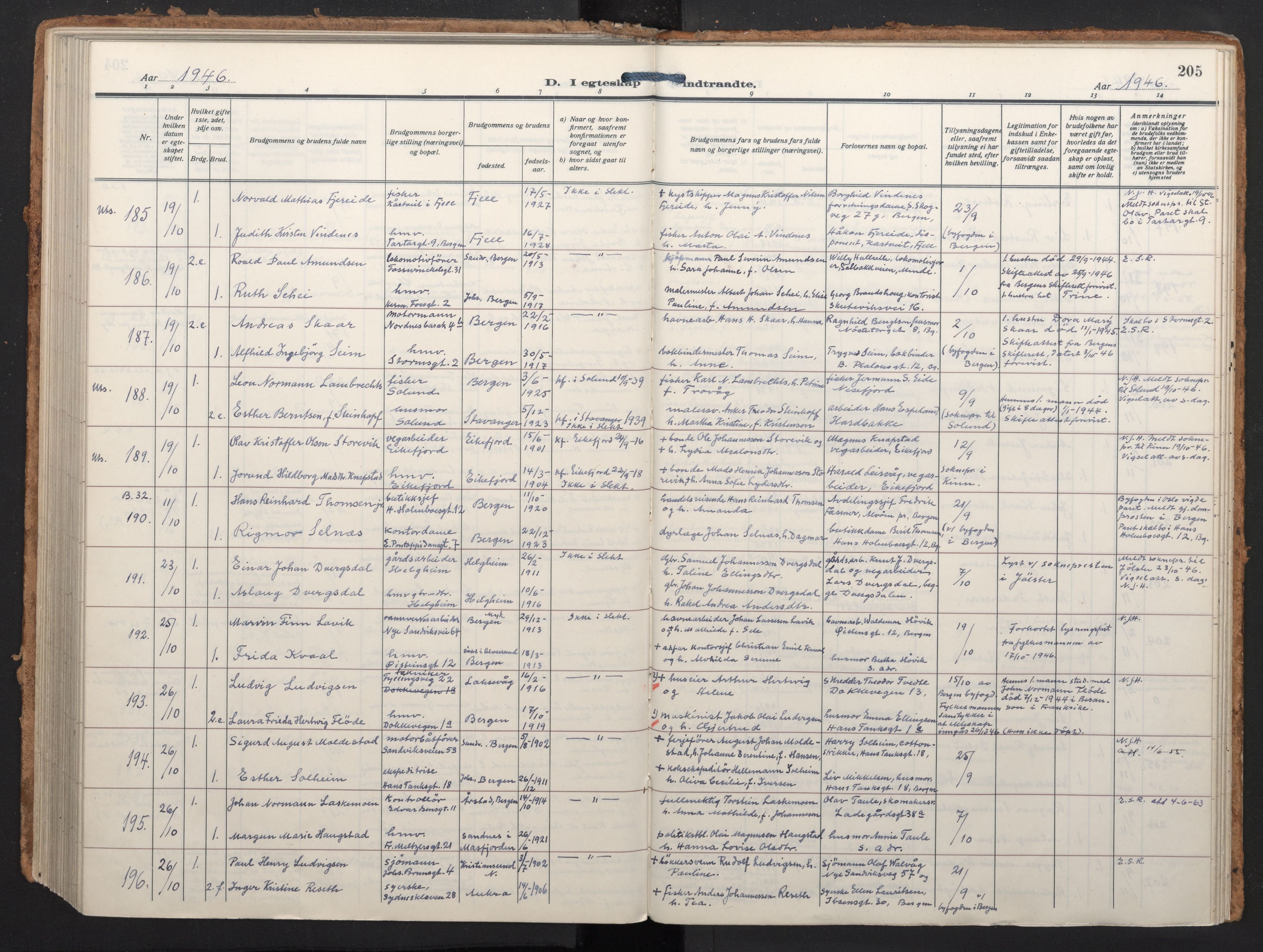 Johanneskirken sokneprestembete, AV/SAB-A-76001/H/Haa/L0014: Parish register (official) no. D 3, 1929-1949, p. 204b-205a