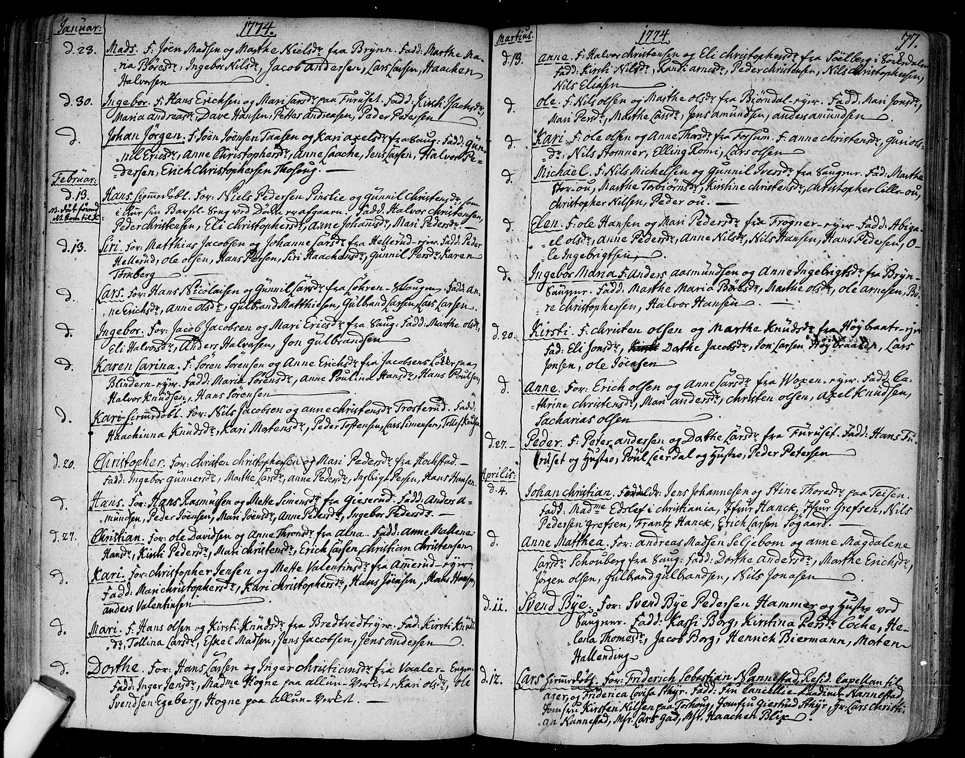 Aker prestekontor kirkebøker, SAO/A-10861/F/L0009: Parish register (official) no. 9, 1765-1785, p. 77
