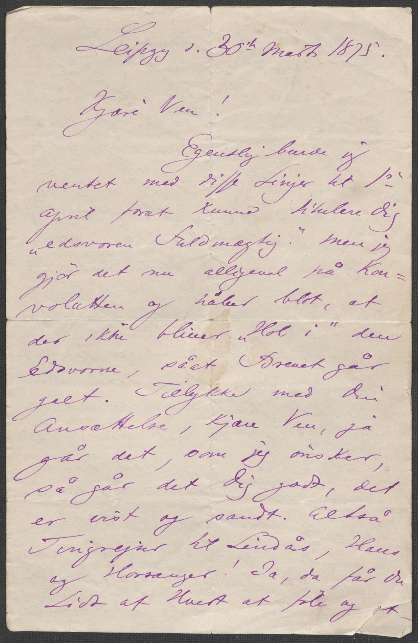 Beyer, Frants, AV/RA-PA-0132/F/L0001: Brev fra Edvard Grieg til Frantz Beyer og "En del optegnelser som kan tjene til kommentar til brevene" av Marie Beyer, 1872-1907, p. 44