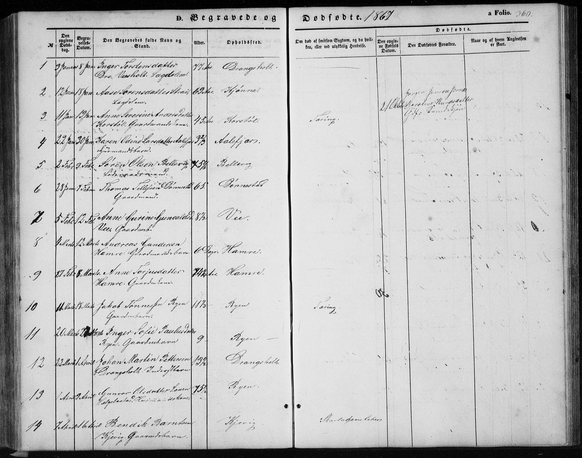 Tveit sokneprestkontor, AV/SAK-1111-0043/F/Fb/L0003: Parish register (copy) no. B 3, 1854-1886, p. 360