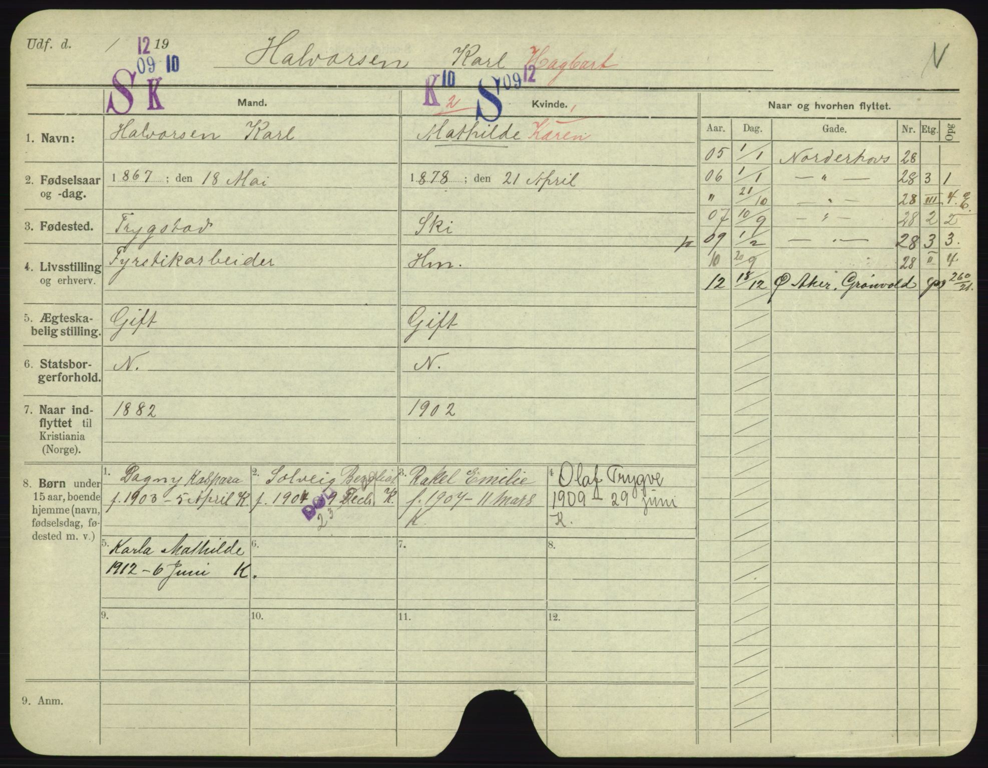 Oslo folkeregister, Registerkort, AV/SAO-A-11715/F/Fa/Fac/L0003: Menn, 1906-1914, p. 1126a