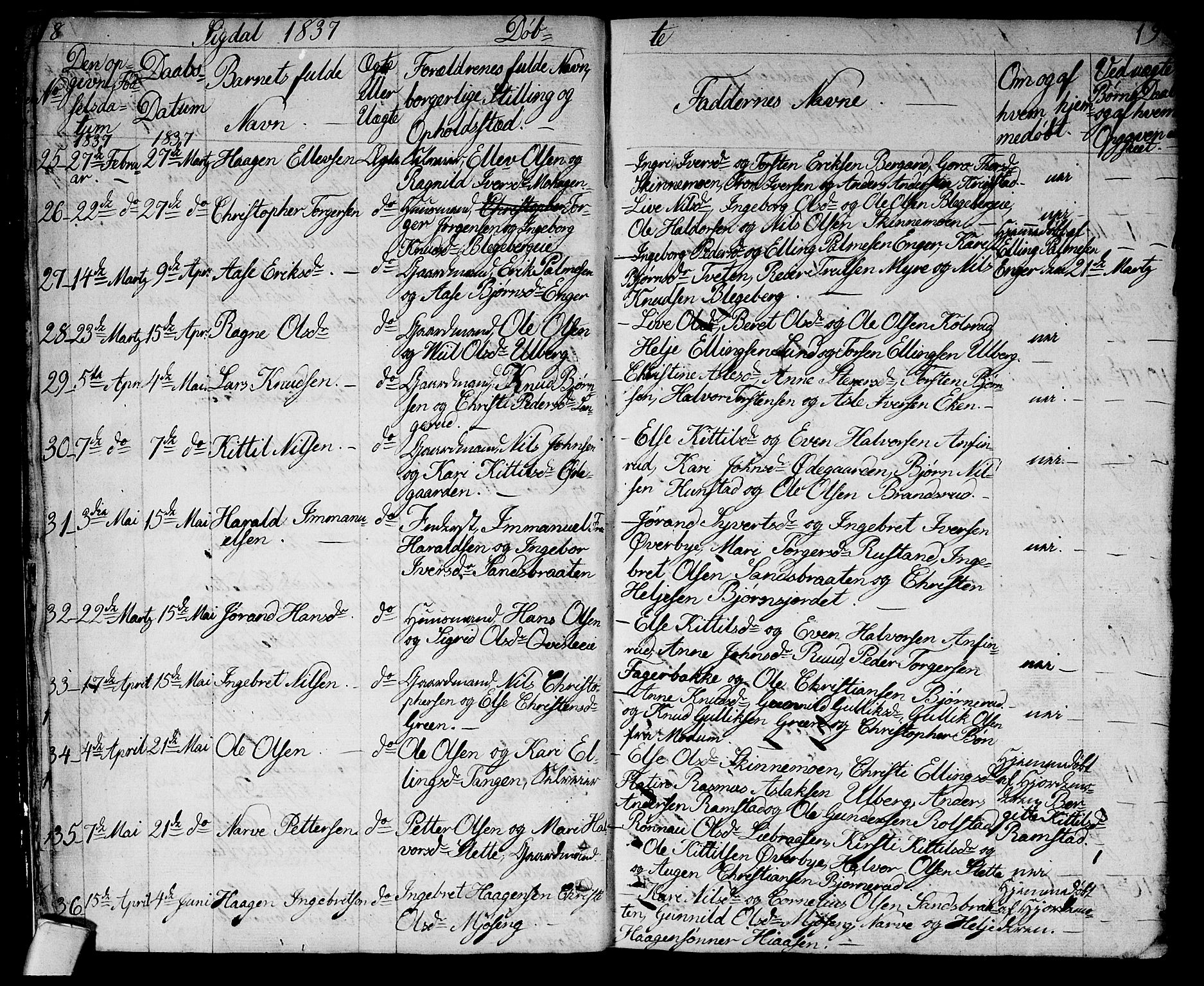 Sigdal kirkebøker, AV/SAKO-A-245/G/Ga/L0002: Parish register (copy) no. I 2, 1835-1856, p. 18-19