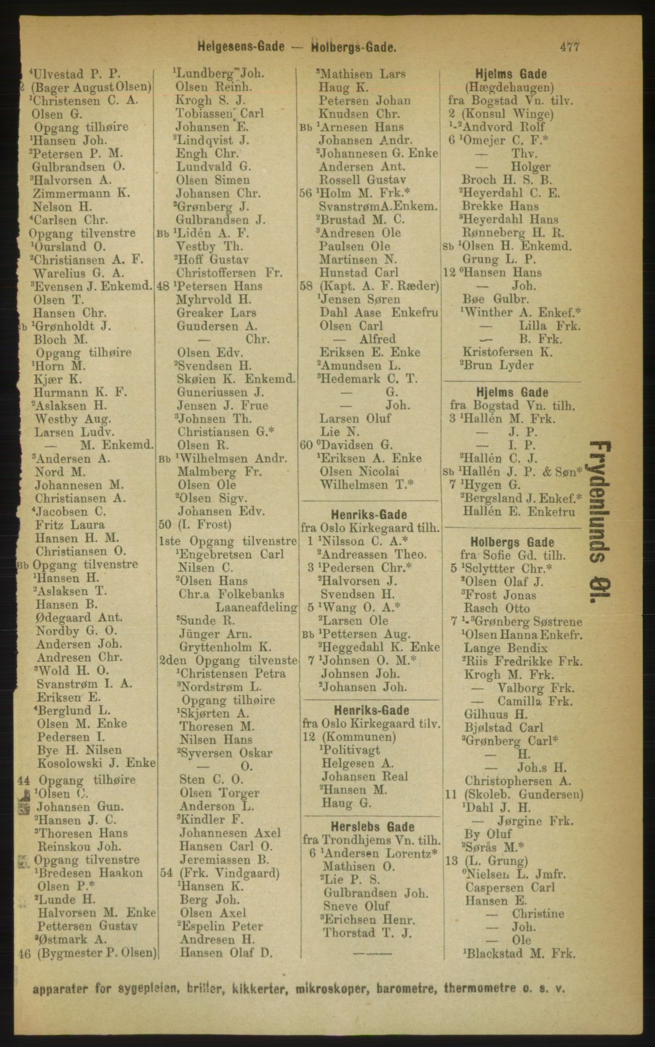 Kristiania/Oslo adressebok, PUBL/-, 1889, p. 477