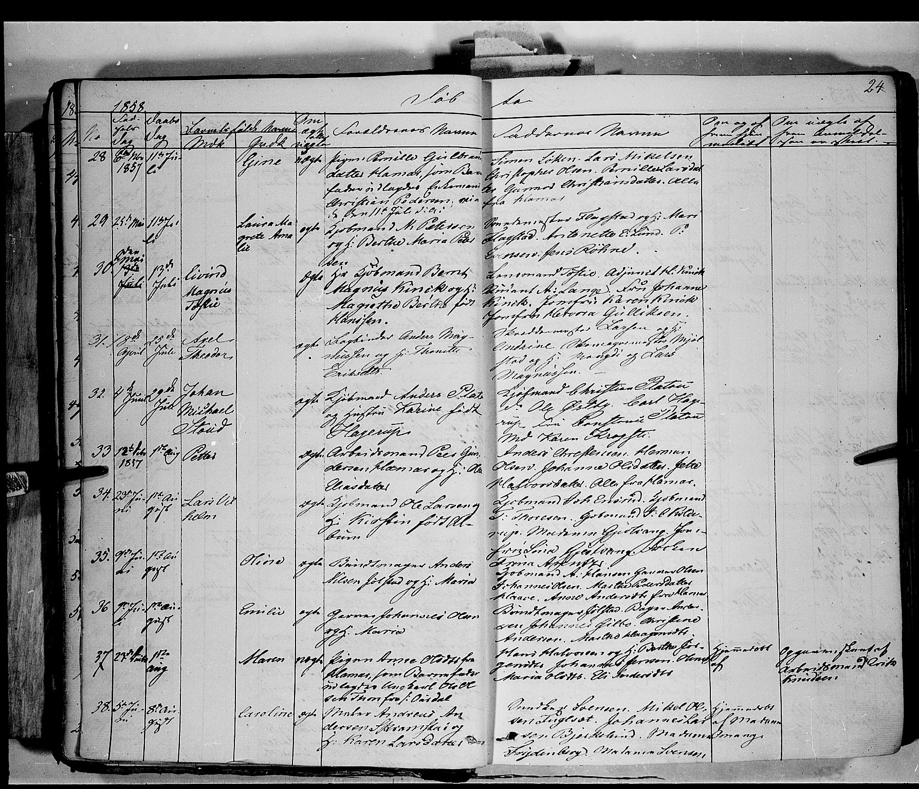 Vang prestekontor, Hedmark, SAH/PREST-008/H/Ha/Haa/L0011: Parish register (official) no. 11, 1852-1877, p. 24