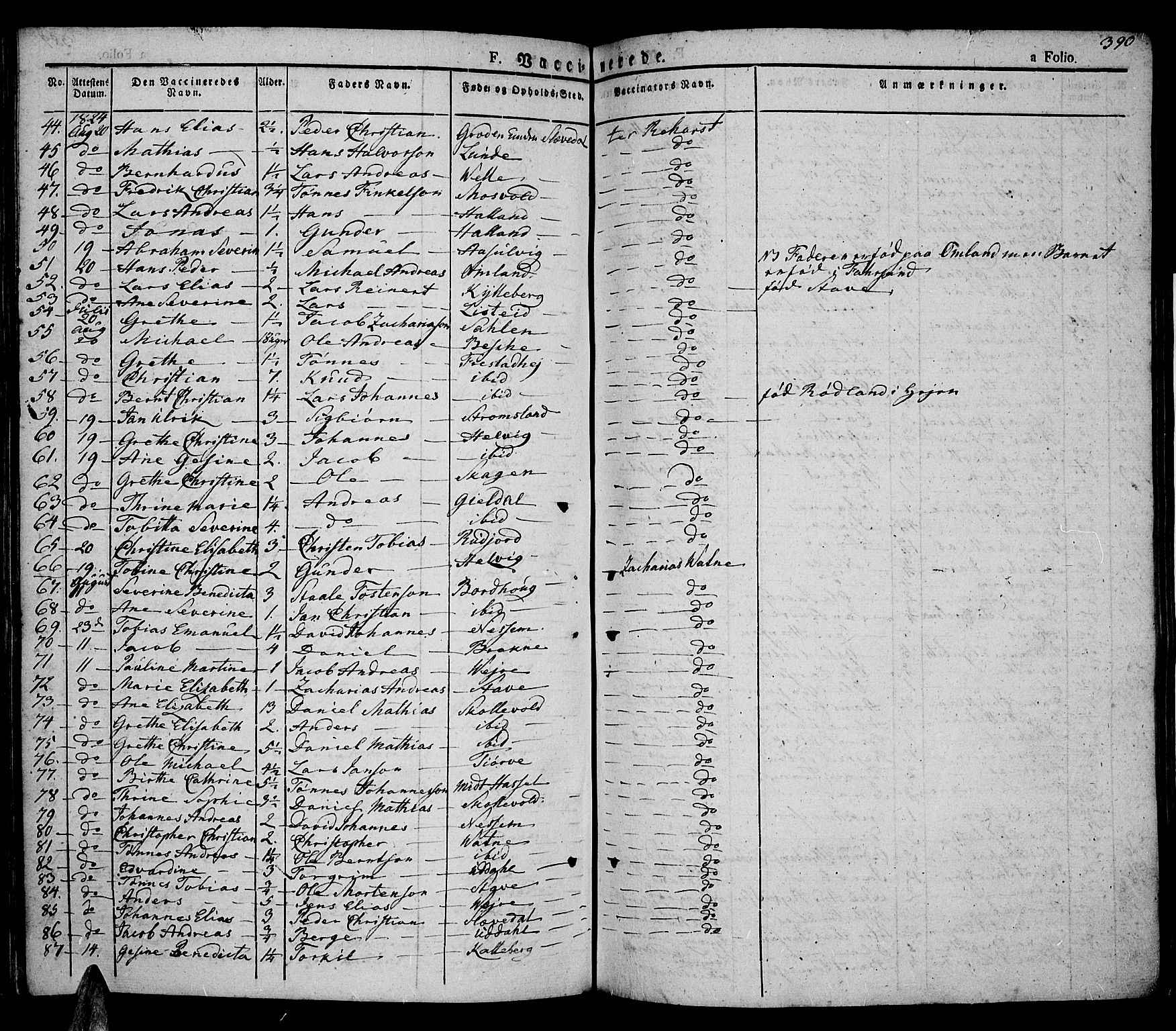 Lista sokneprestkontor, AV/SAK-1111-0027/F/Fa/L0008: Parish register (official) no. A 8, 1823-1835, p. 390